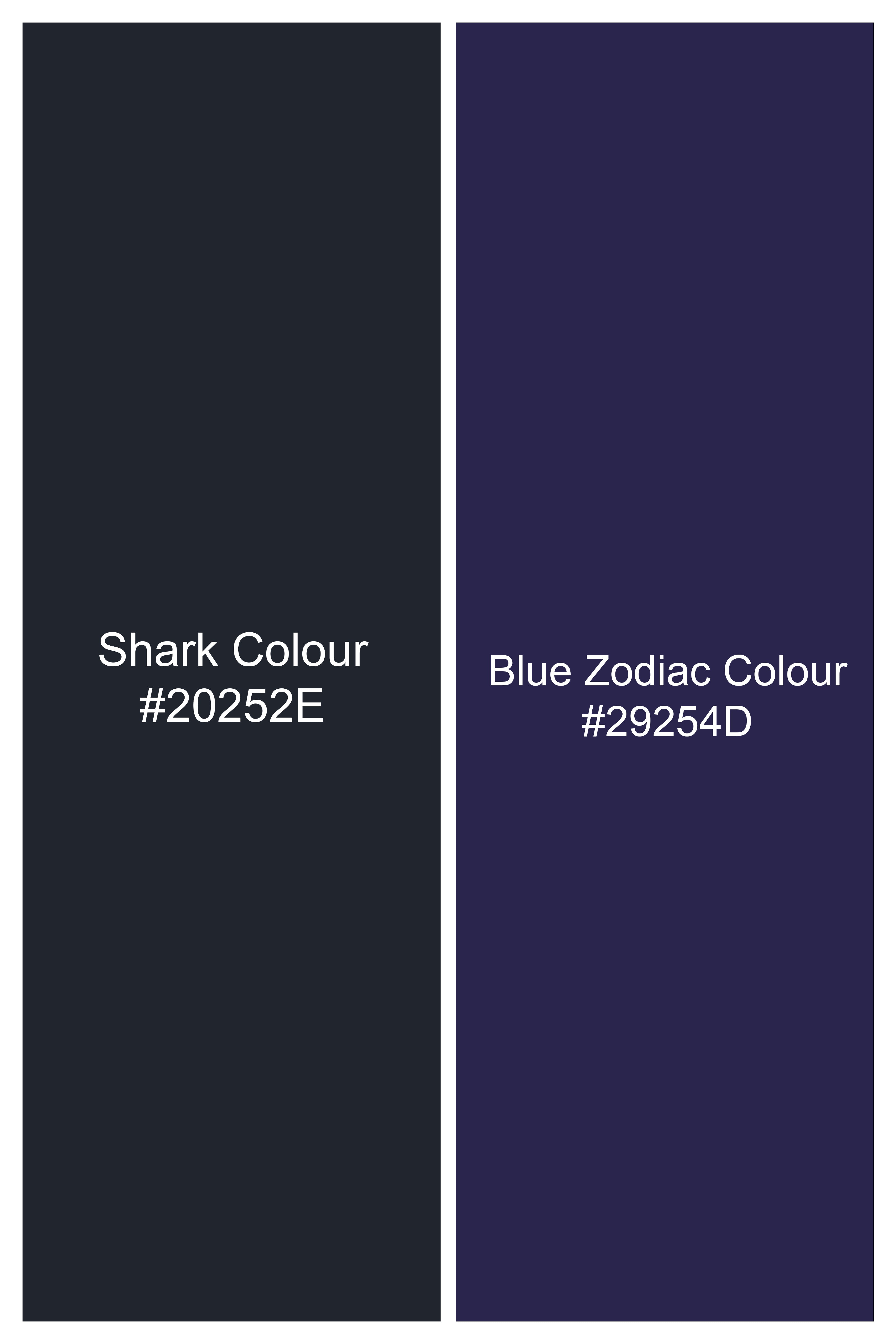 Shark Black with Blue Zodiac Striped Wool Blend Suit