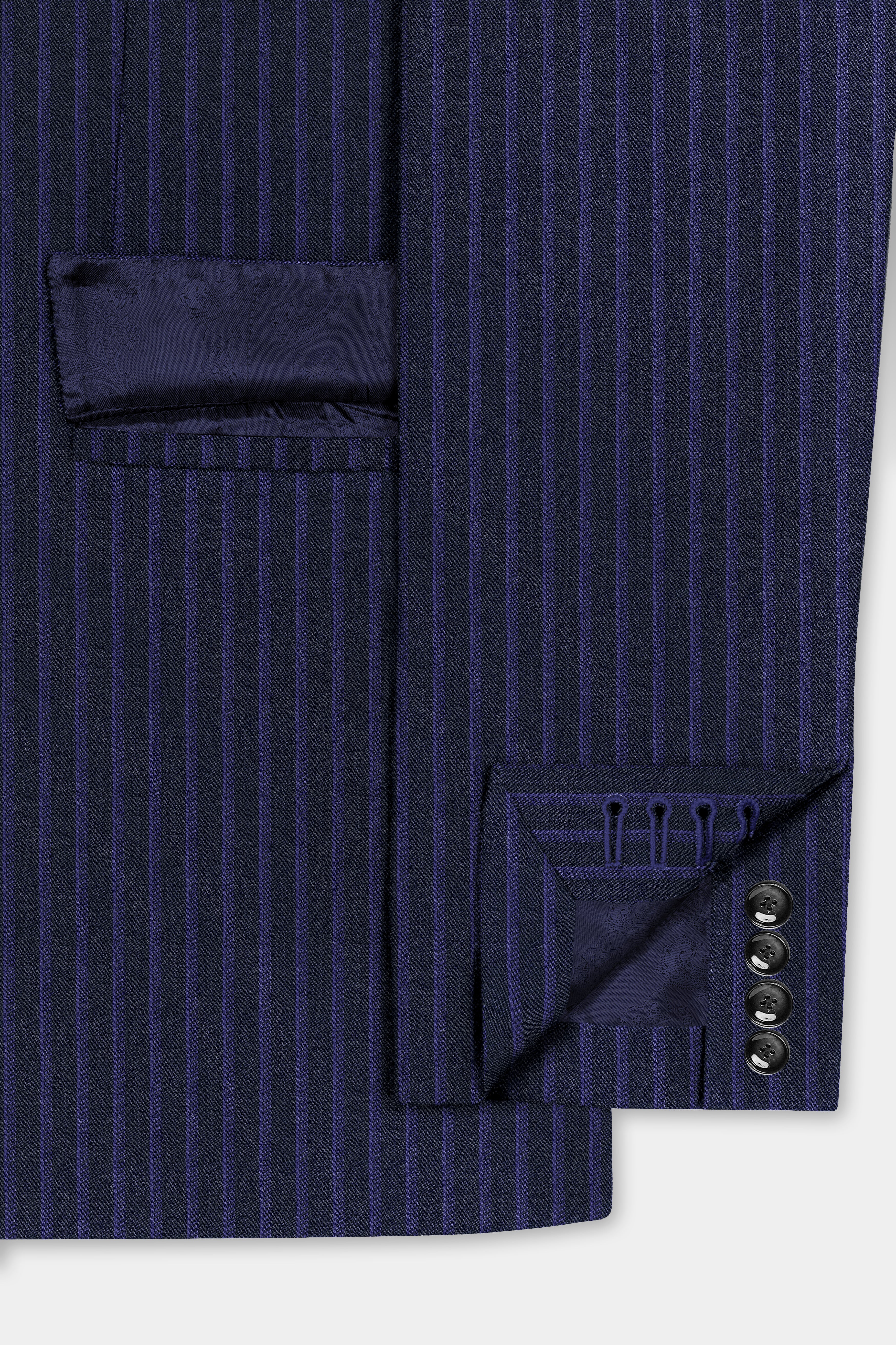 Shark Black with Blue Zodiac Striped Wool Blend Suit