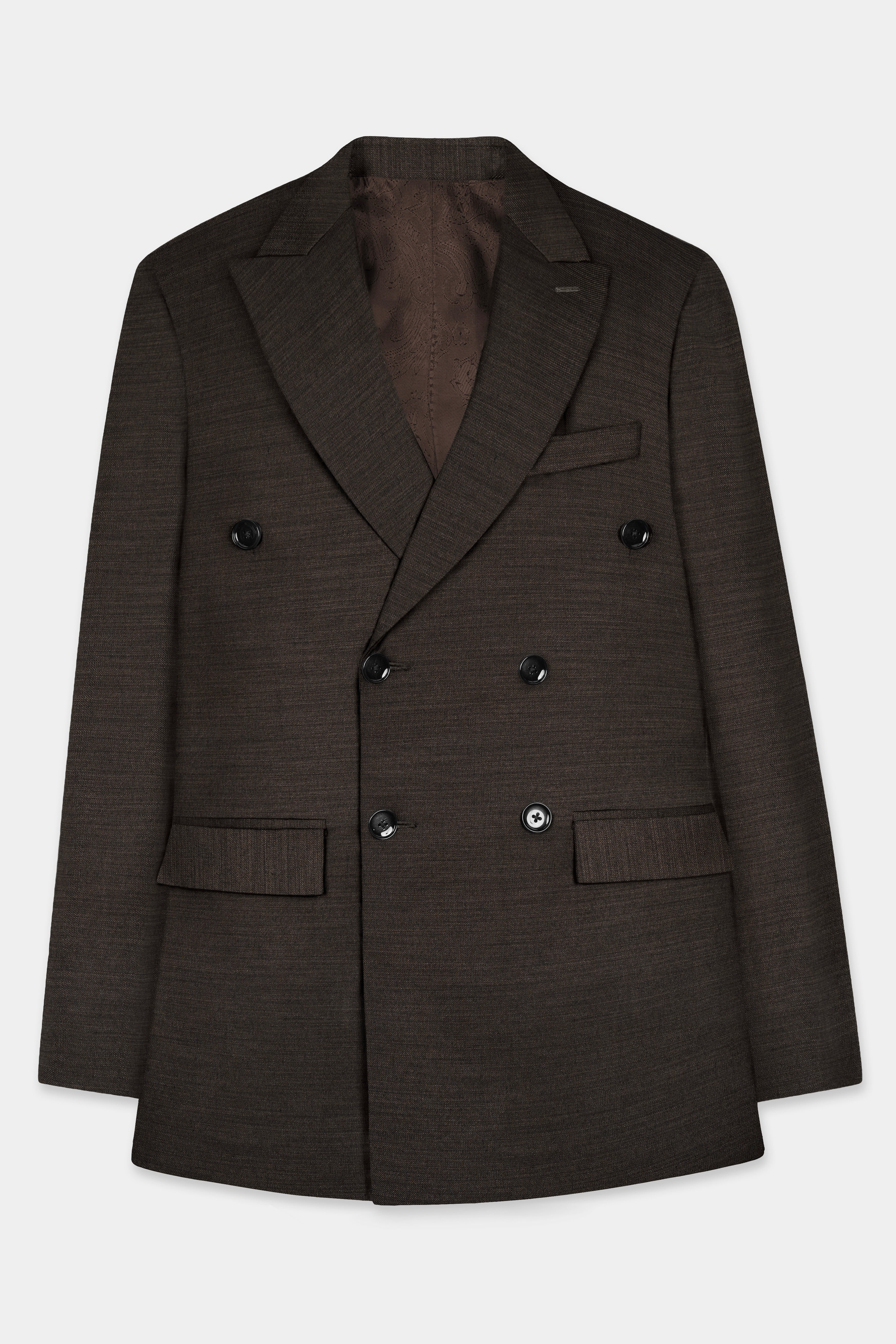 Eclipse Brown Textured Wool Blend Double Breasted Suit