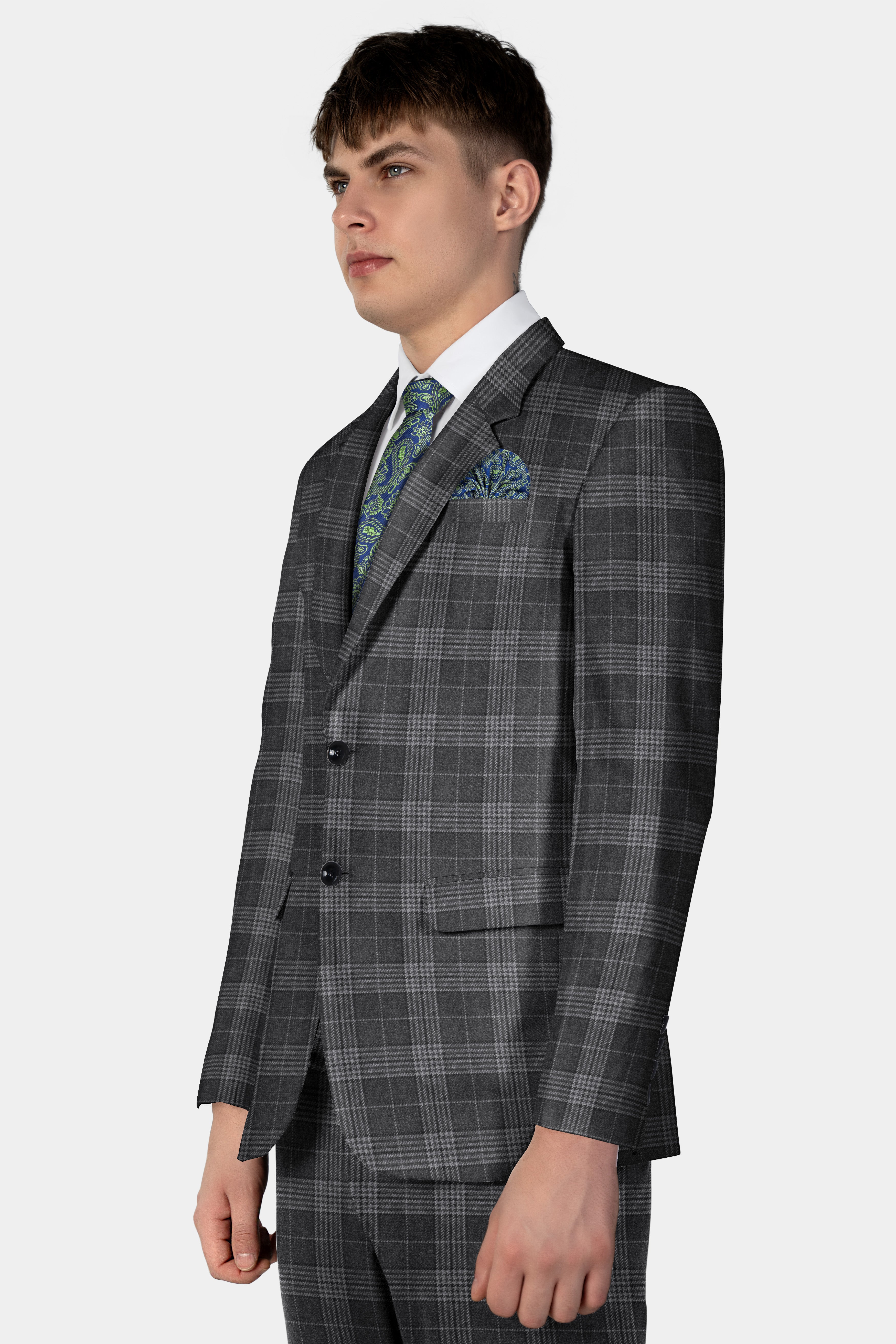 Heavy Metal Gray Plaid Tweed Suit