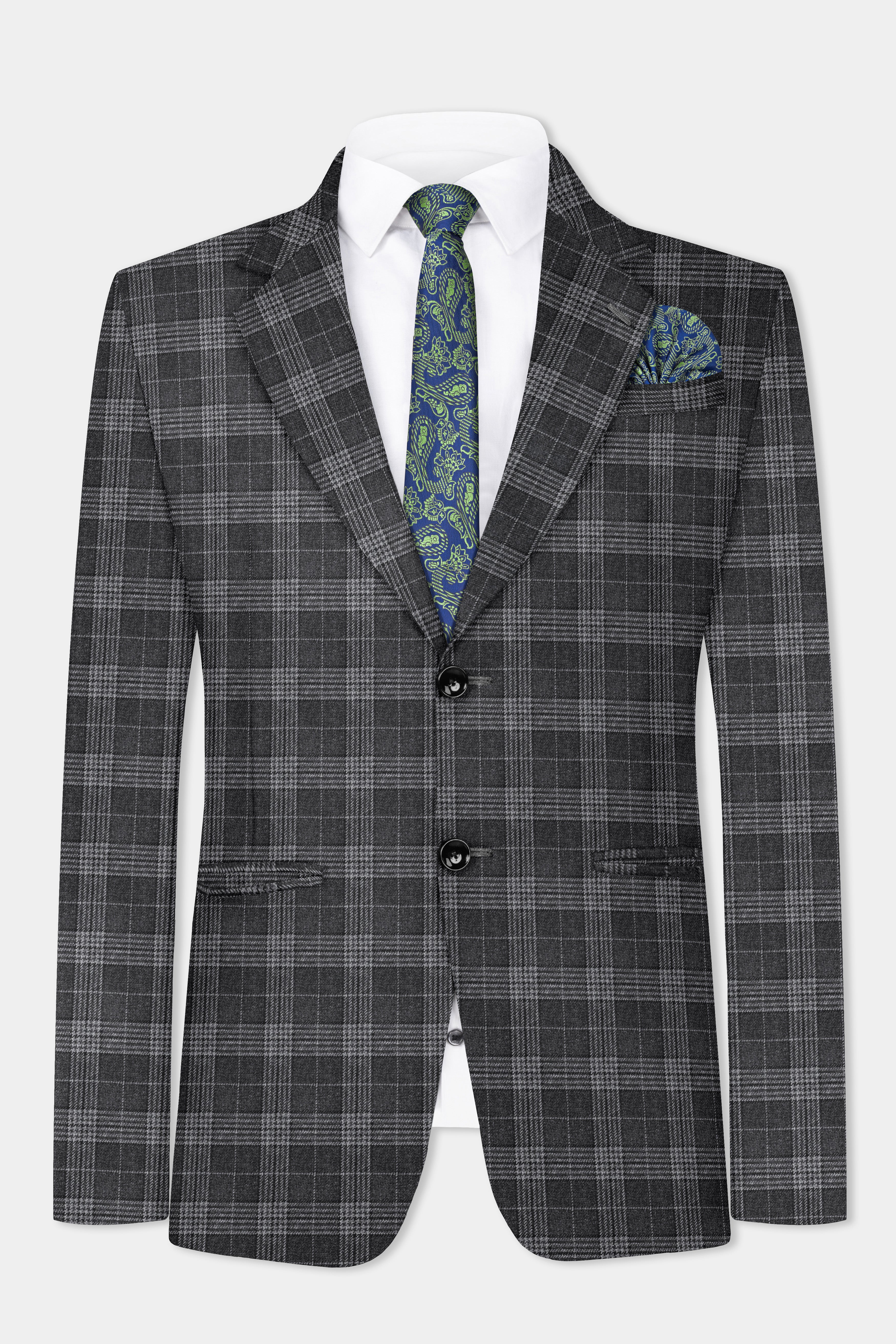 Heavy Metal Gray Plaid Tweed Suit