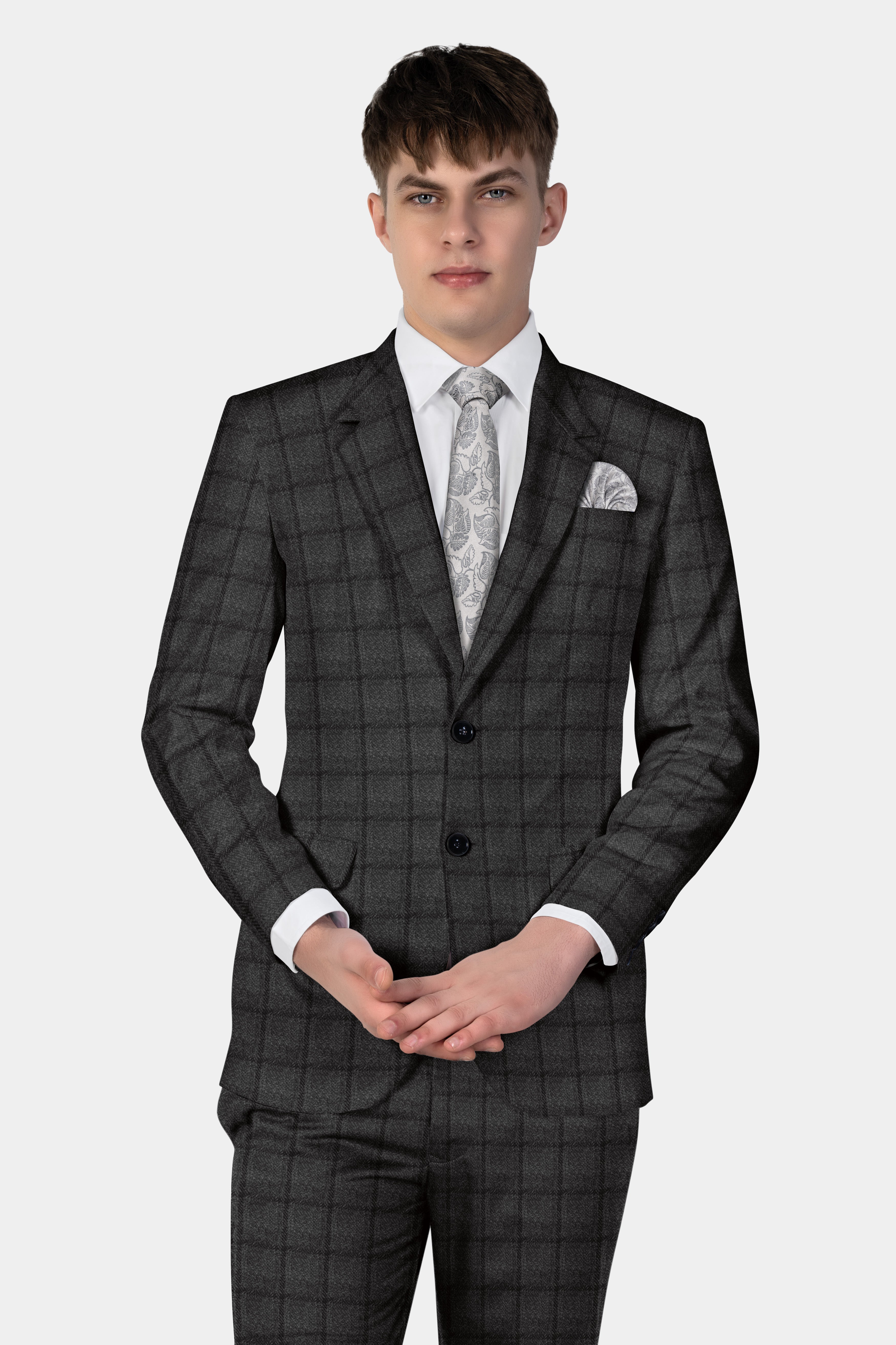 Zeus Dark Brown Plaid Tweed Suit