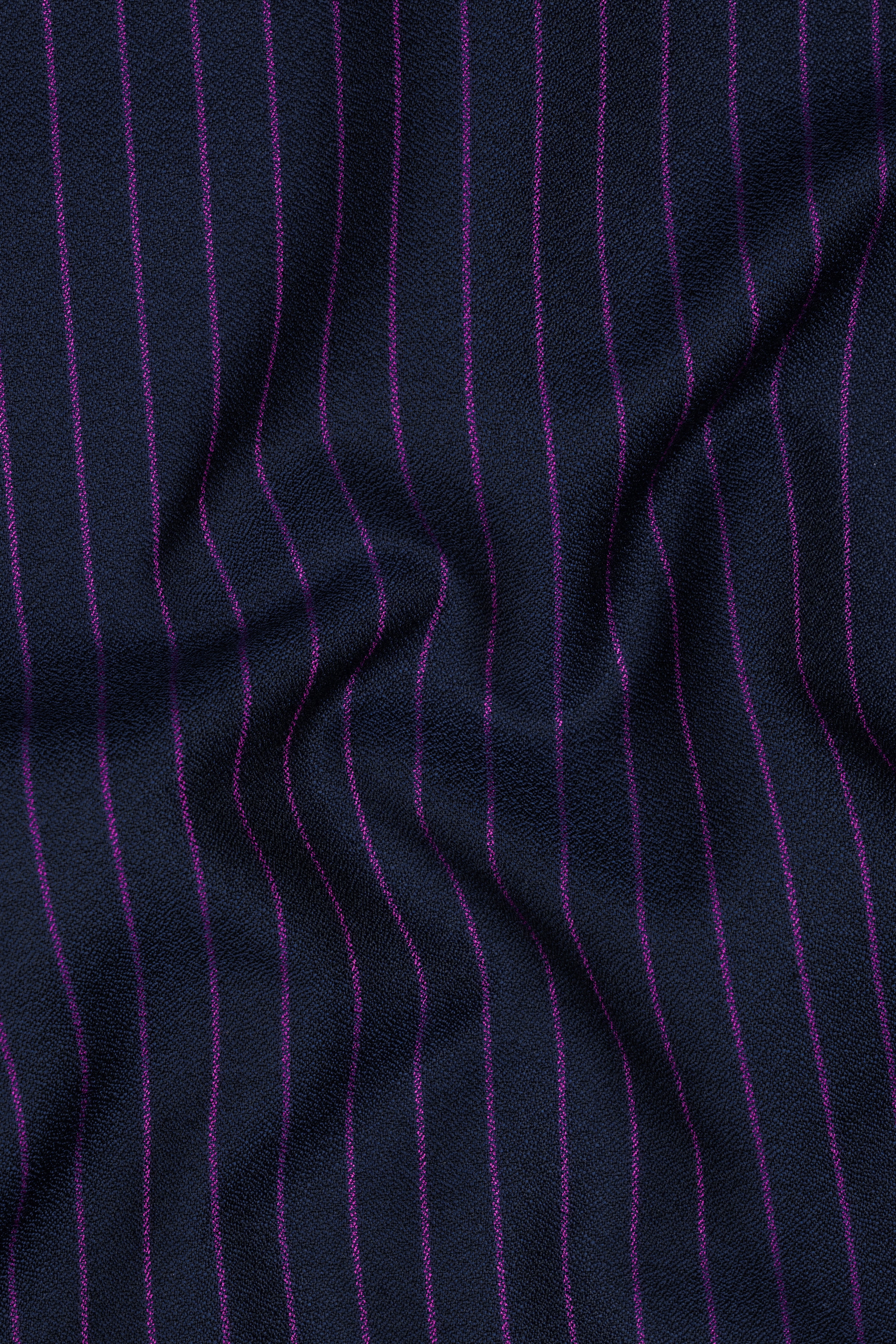 Steel Gray with Grape Purple Striped Wool Blend Double Breasted Suit