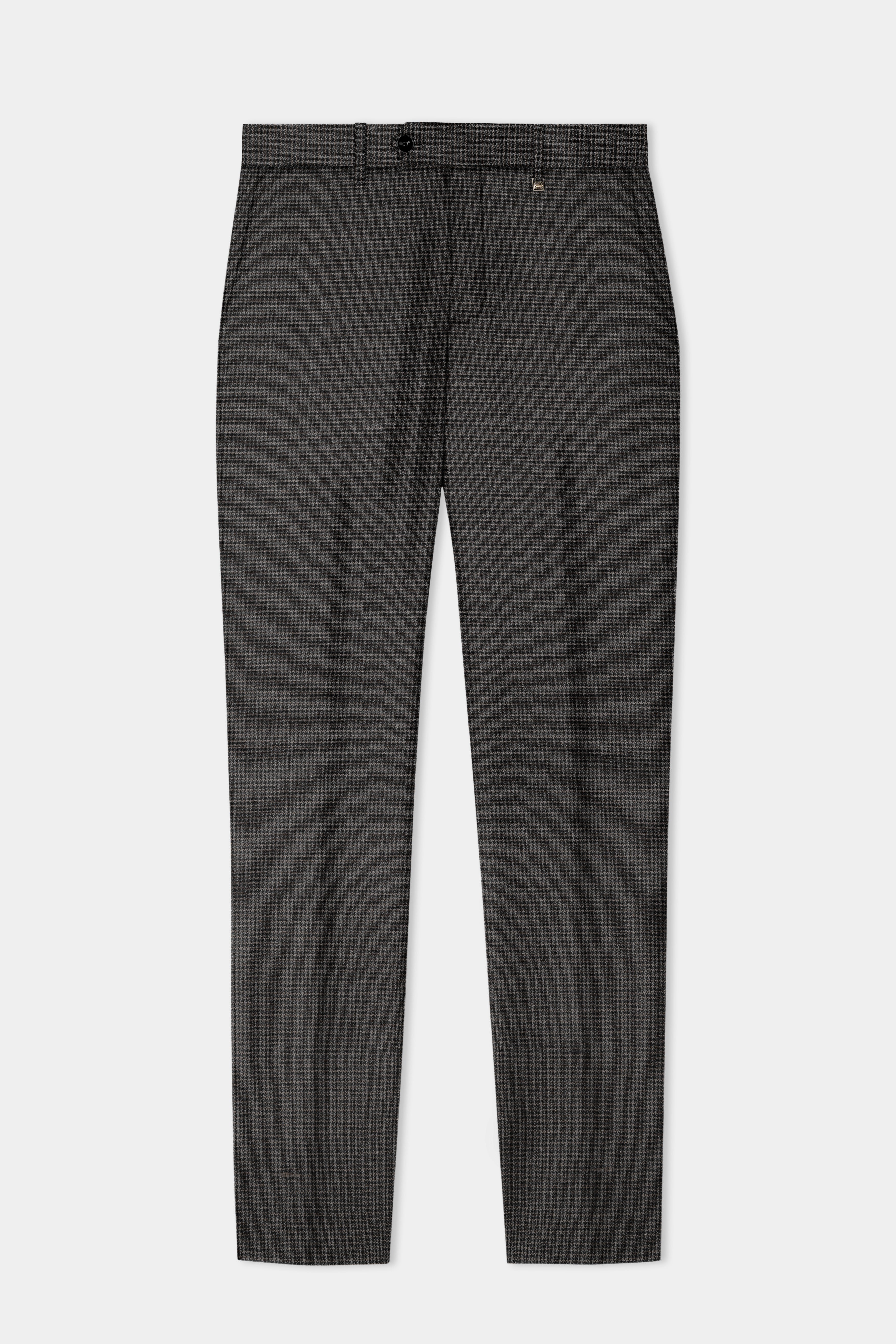Iridium Brown Micro Checkered Wool Blend Double Breasted Suit