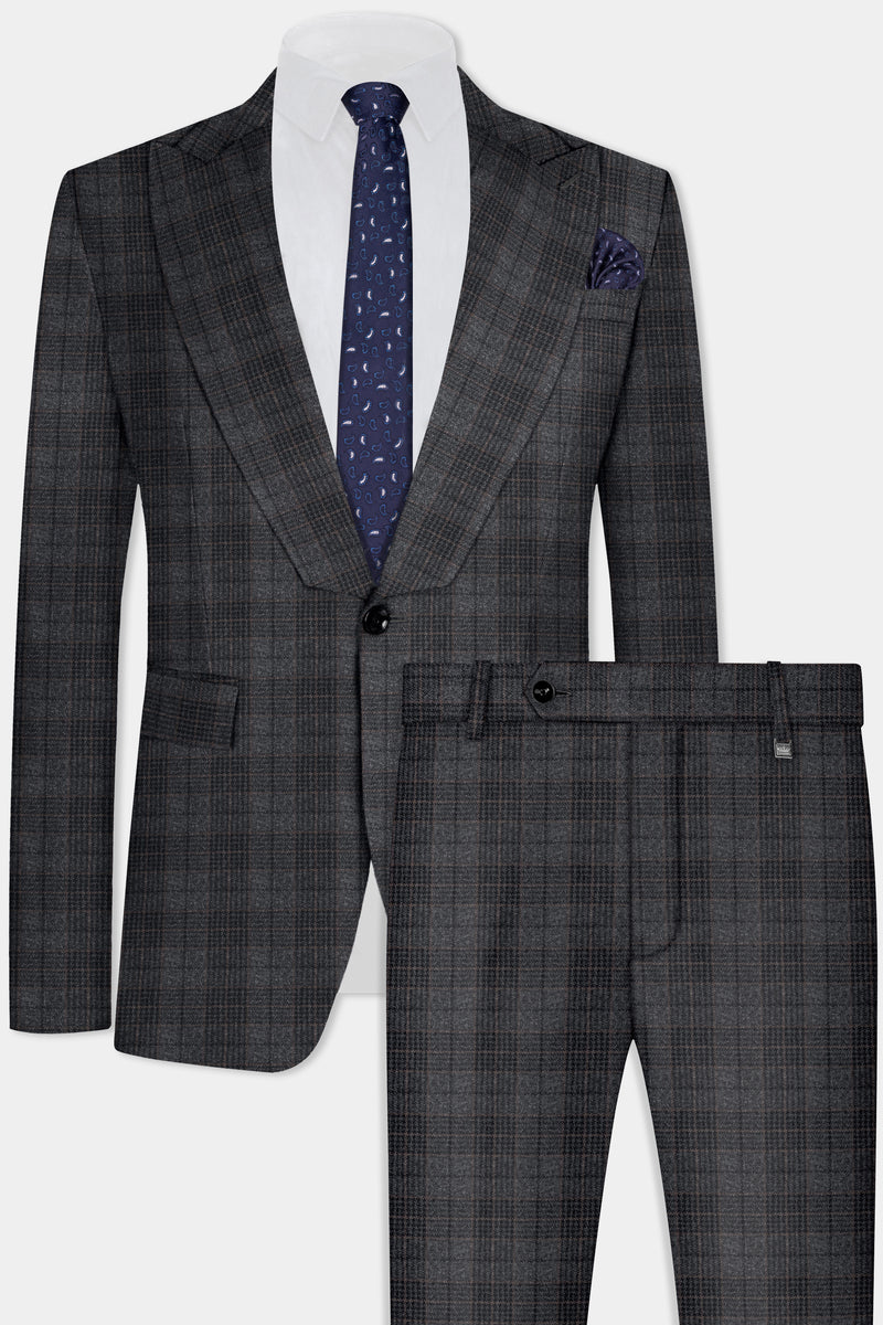 CHARCOAL GRAY PLAID TWEED SUIT