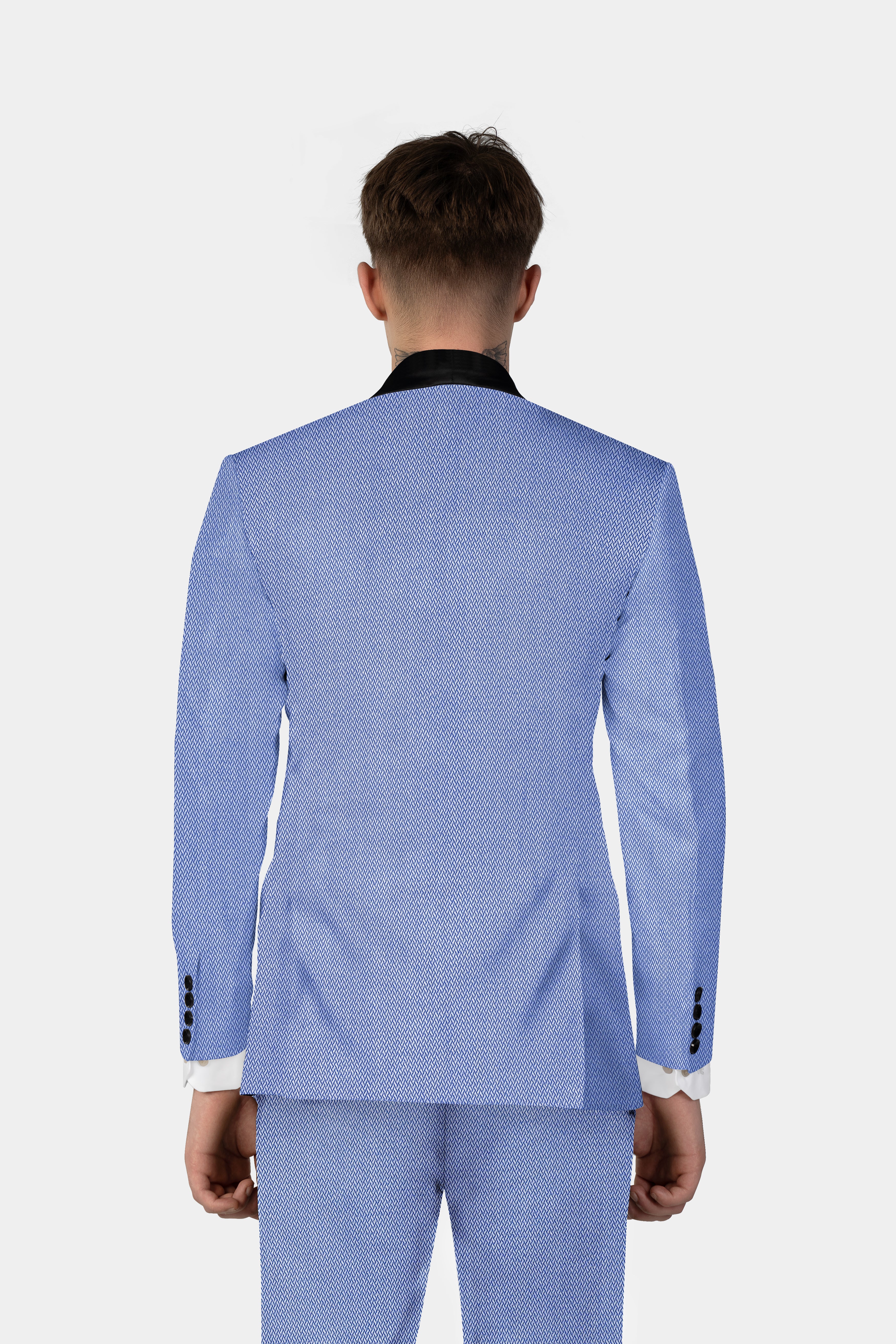 Carolina Blue Textured Tuxedo Suit