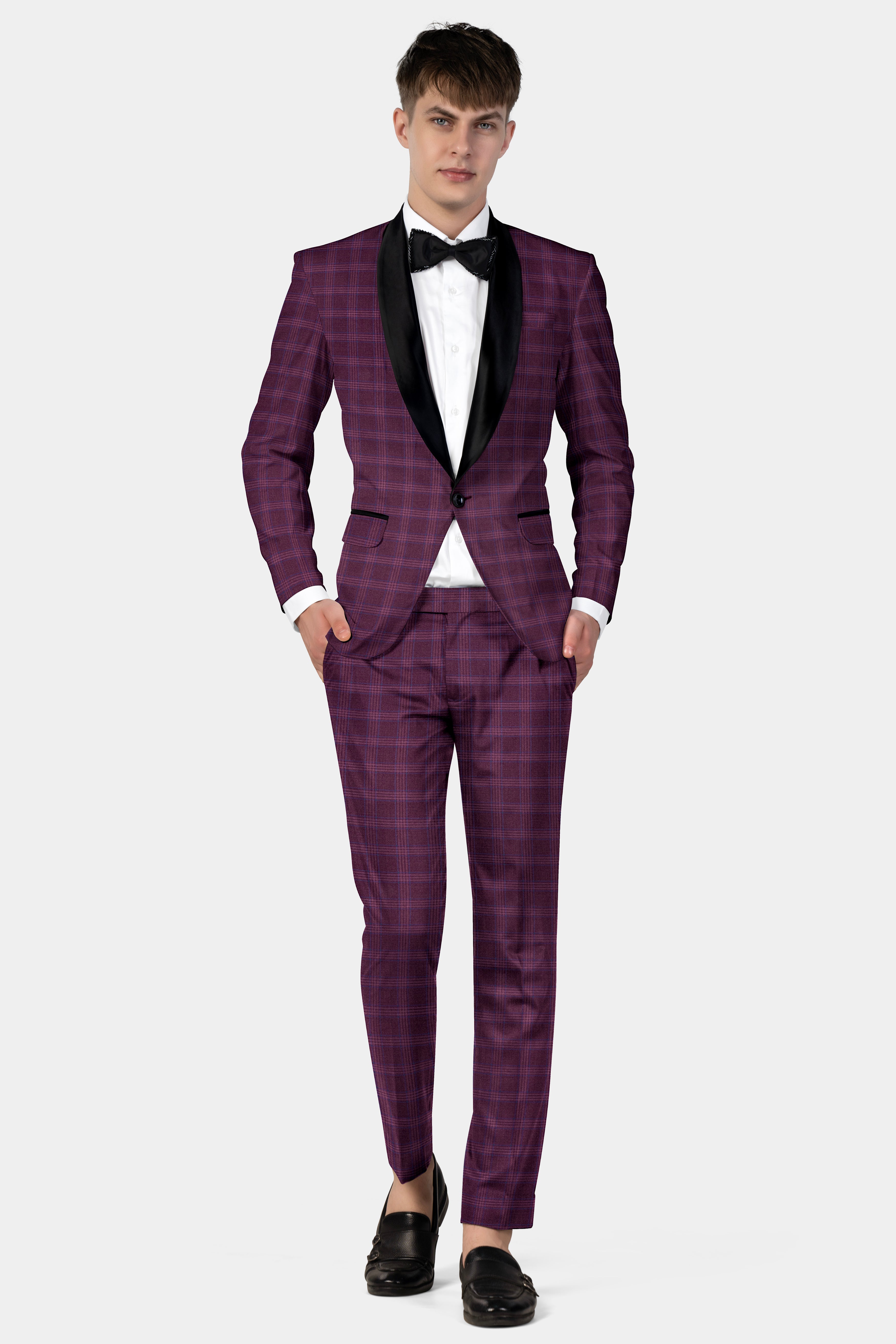 Eclipse Wine Plaid Tuxedo Suit