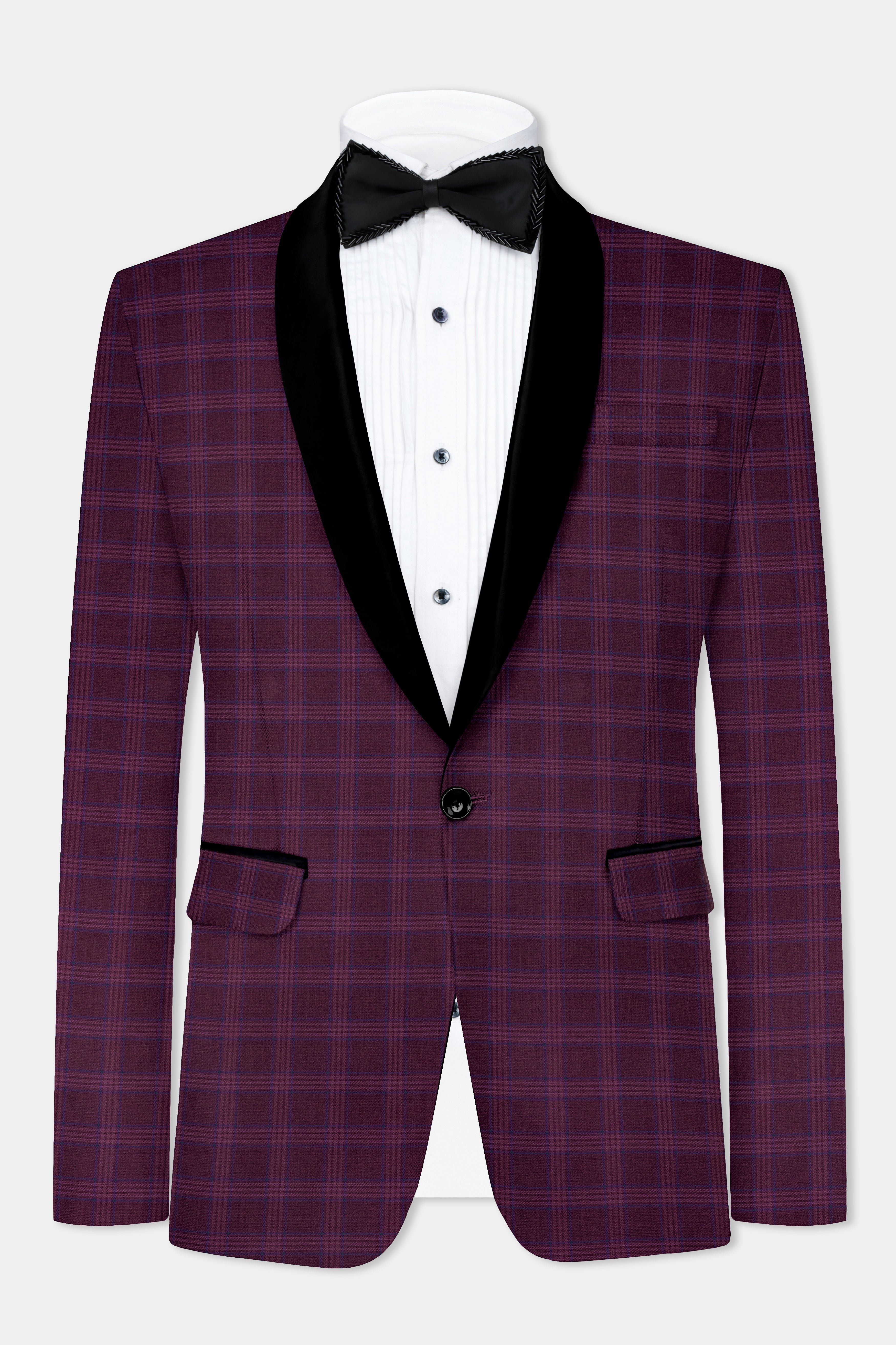 Eclipse Wine Plaid Tuxedo Suit