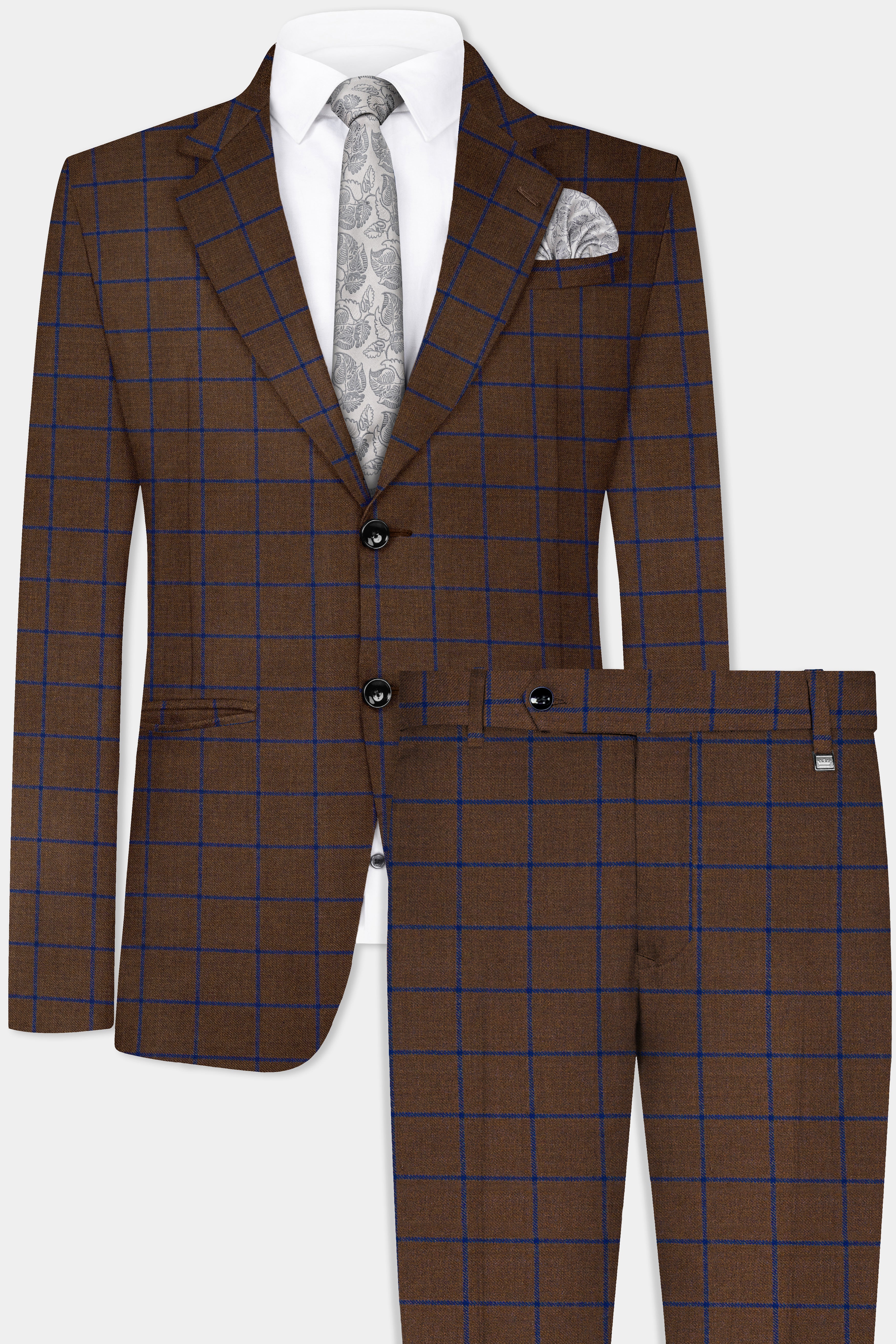 Bistre Brown with Catalina Blue Windowpane Tweed Suit