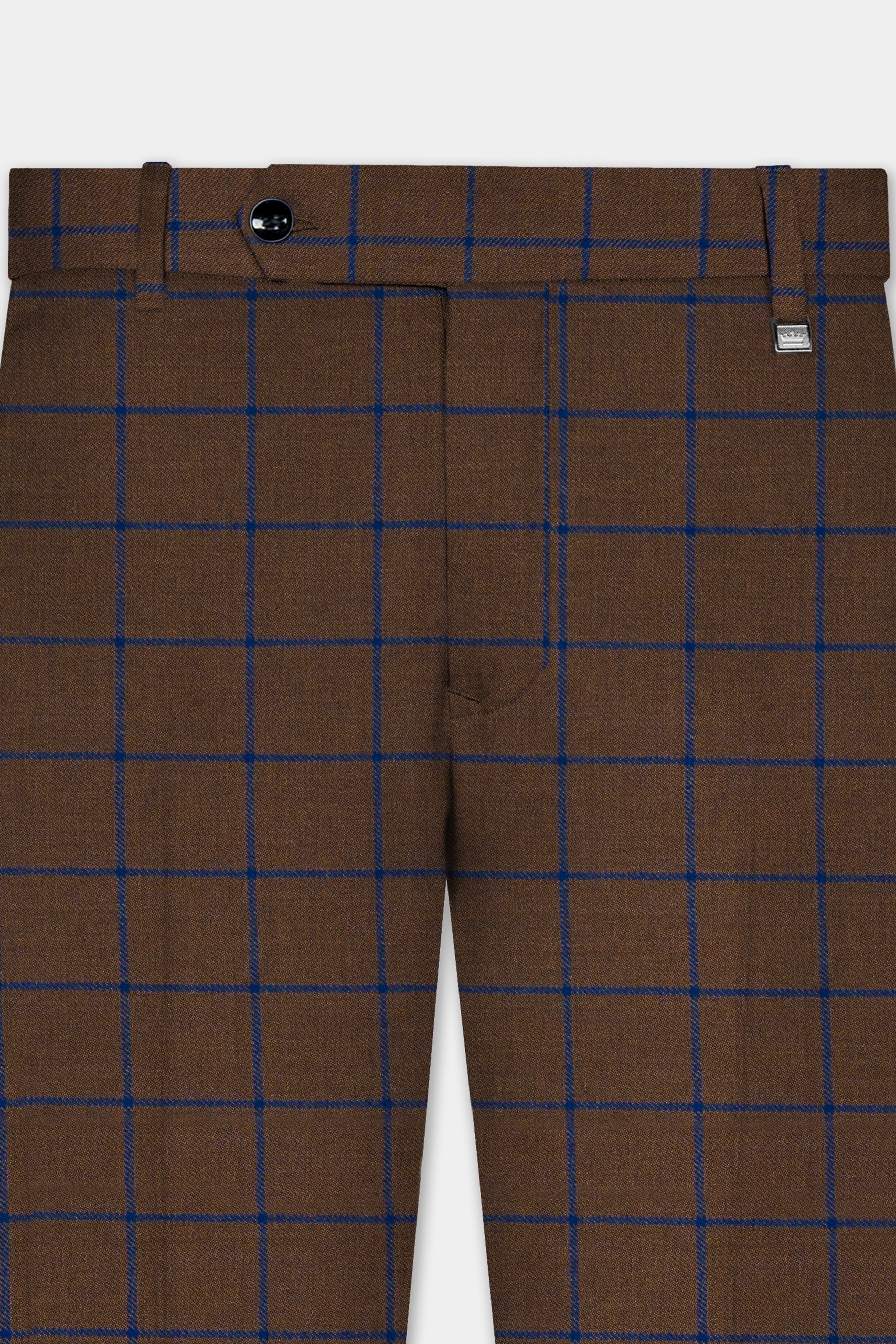 Bistre Brown with Catalina Blue Windowpane Tuxedo Tweed Suit