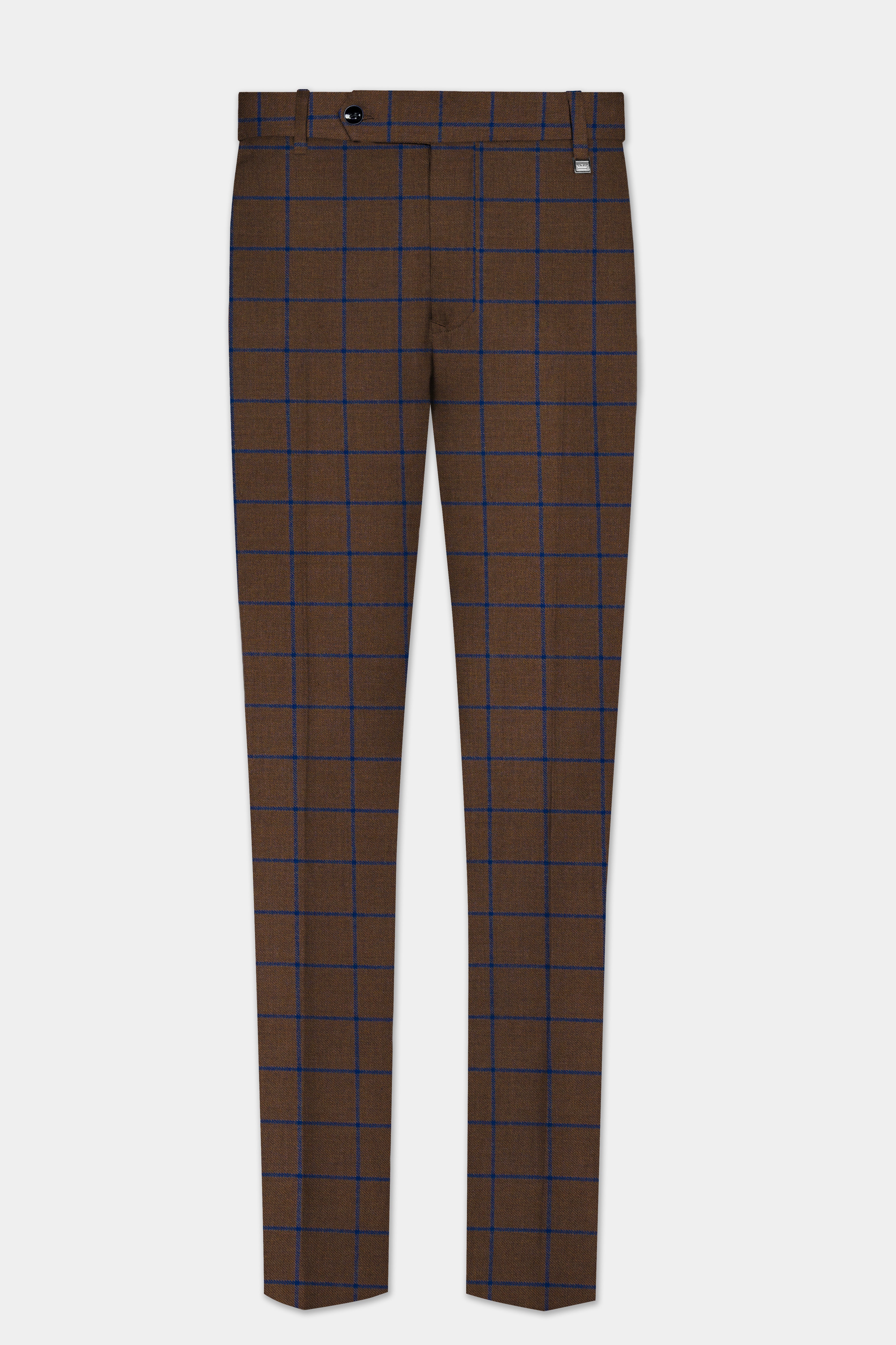 Bistre Brown with Catalina Blue Windowpane Tuxedo Tweed Suit