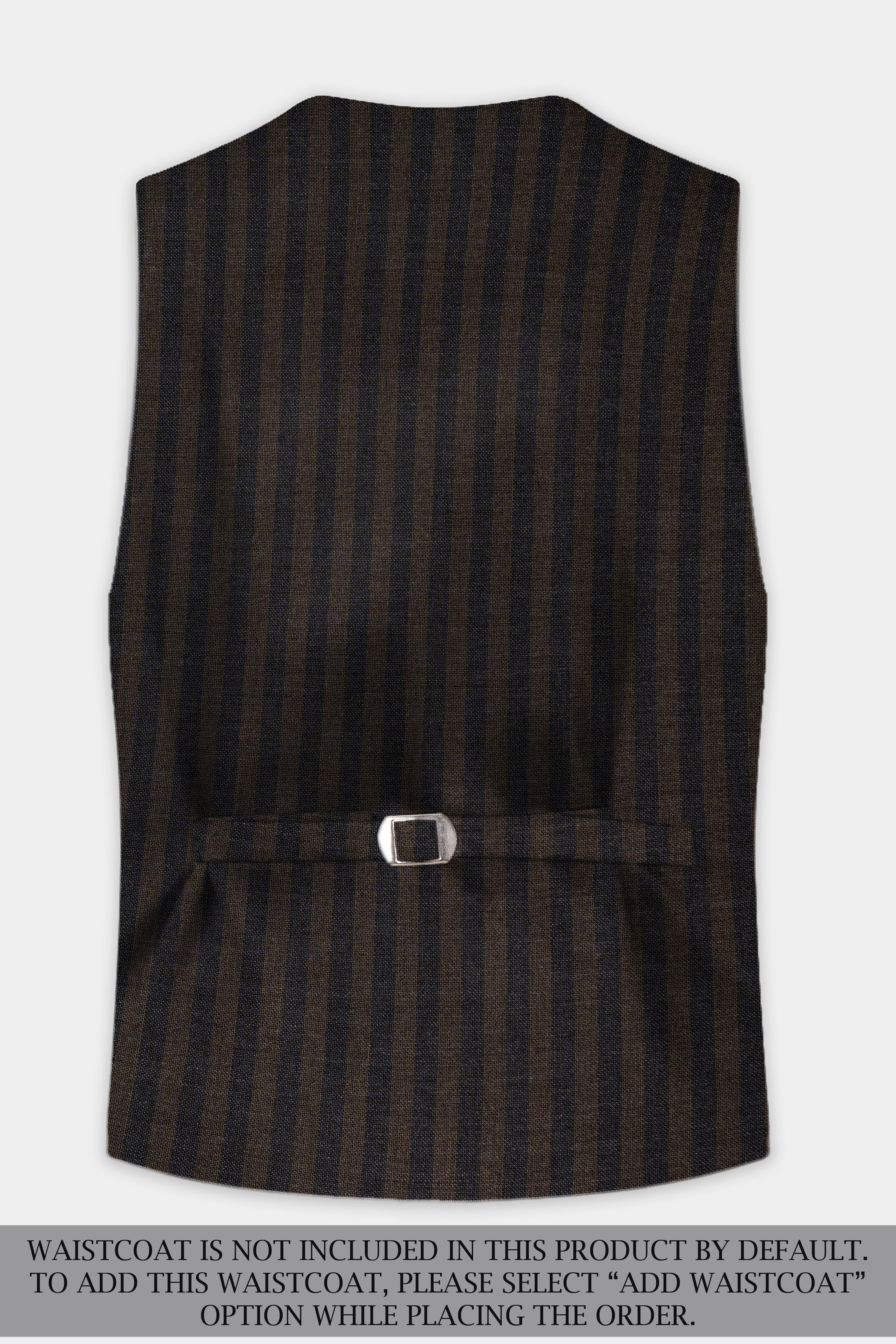 Taupe Brown With Jade Black Striped Wool Blend Suit