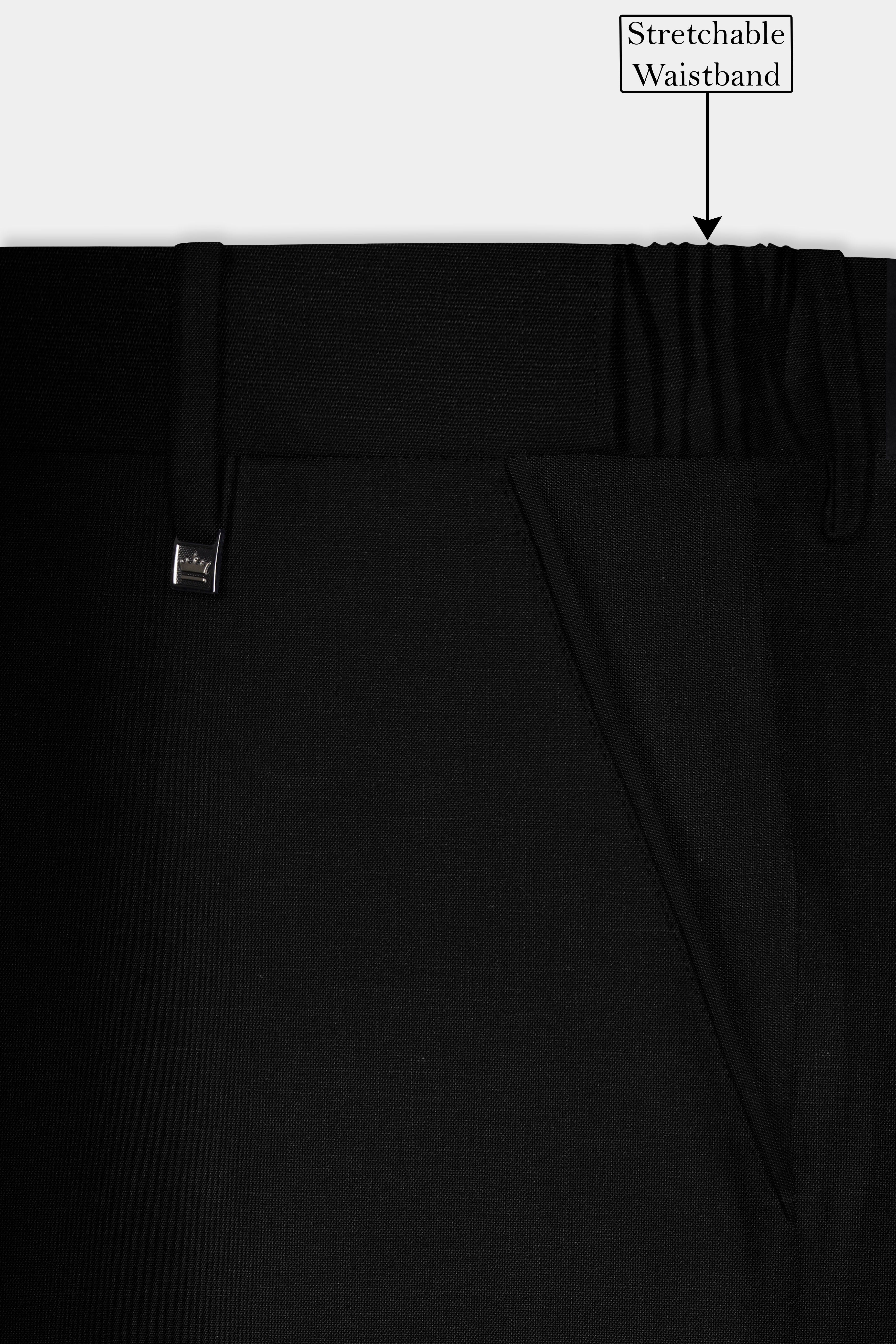 Jet Black Solid Luxurious Linen Sports Suit