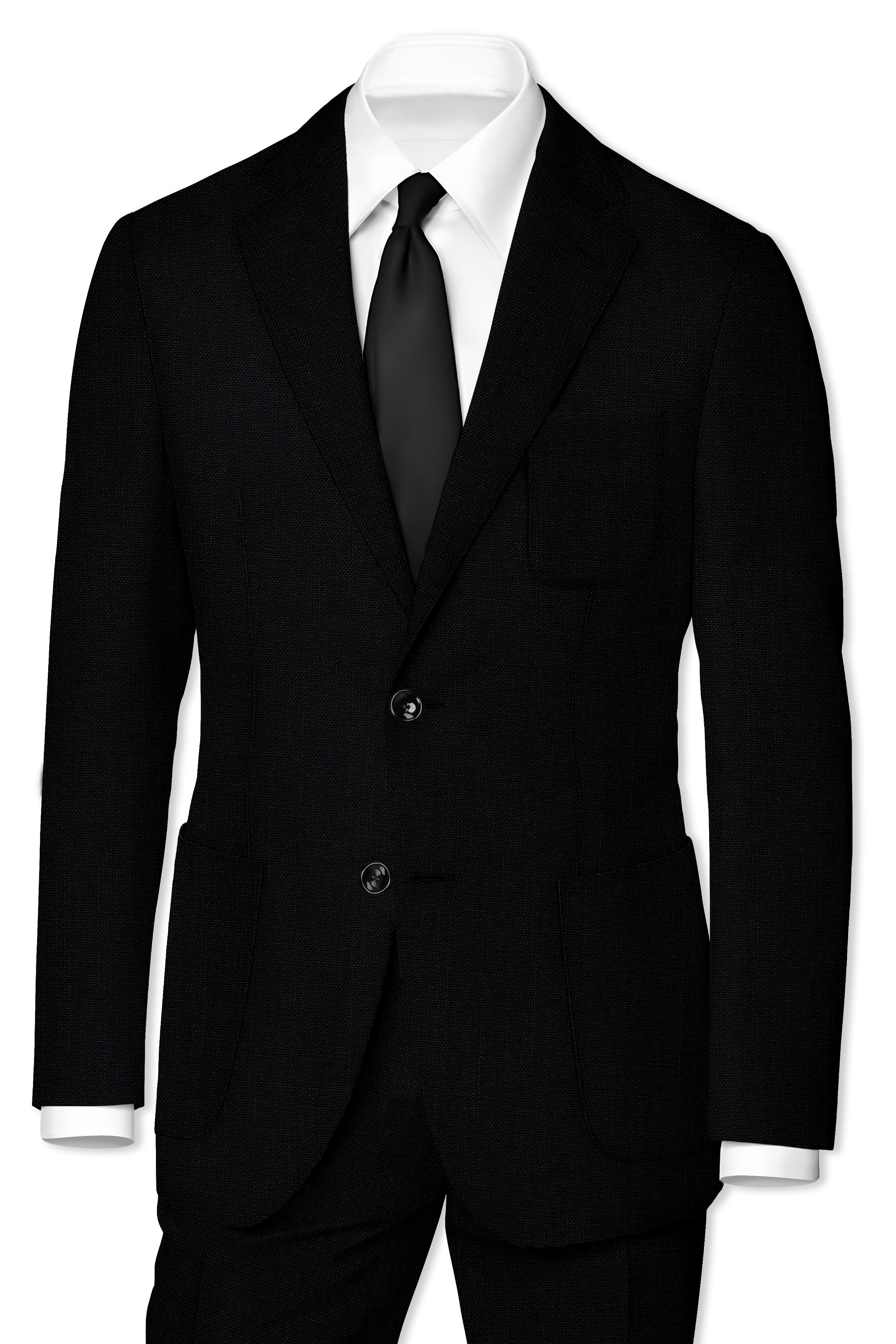 Jet Black Solid Luxurious Linen Sports Suit