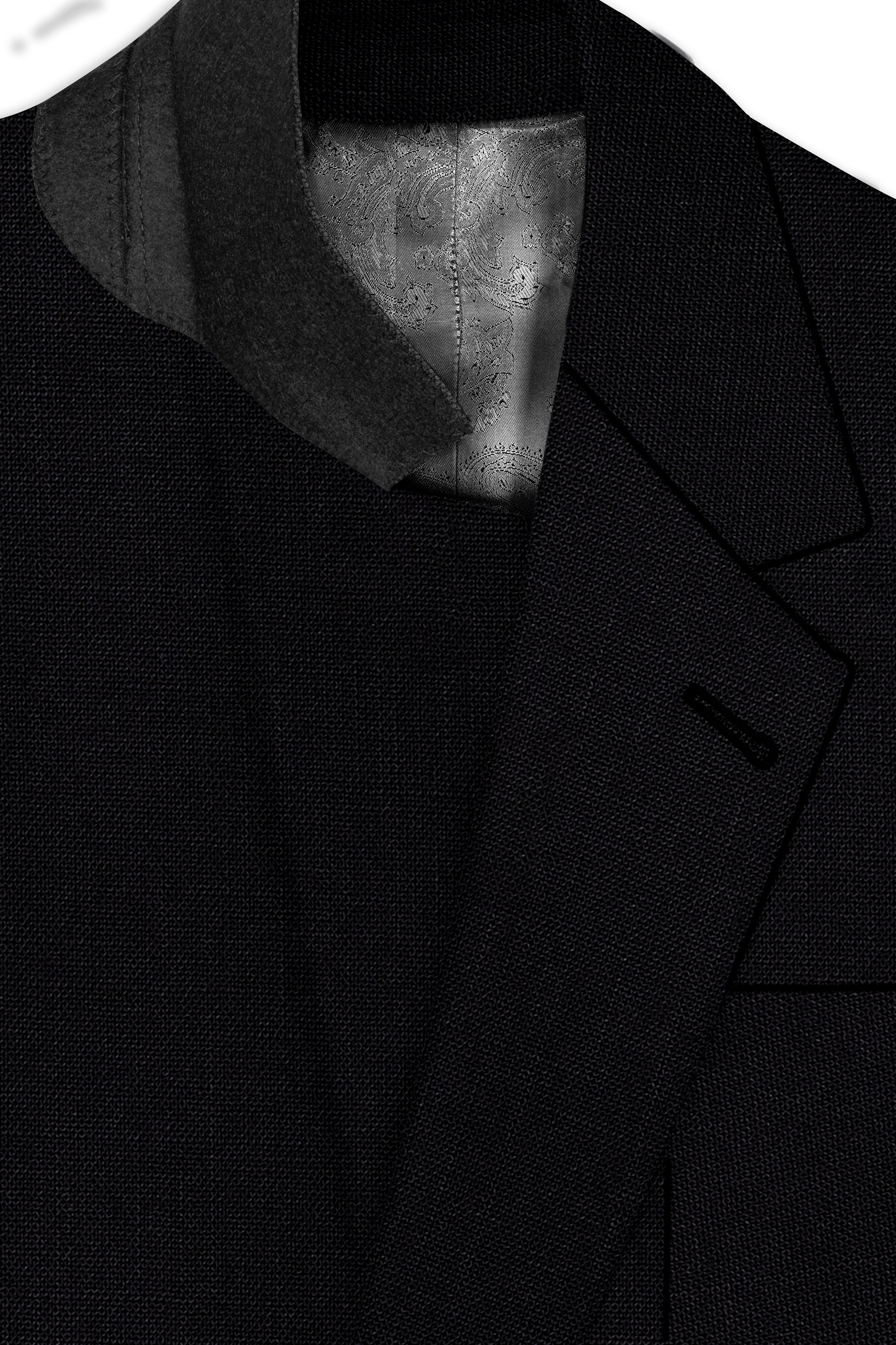 Jet Black Solid Luxurious Linen Sports Suit