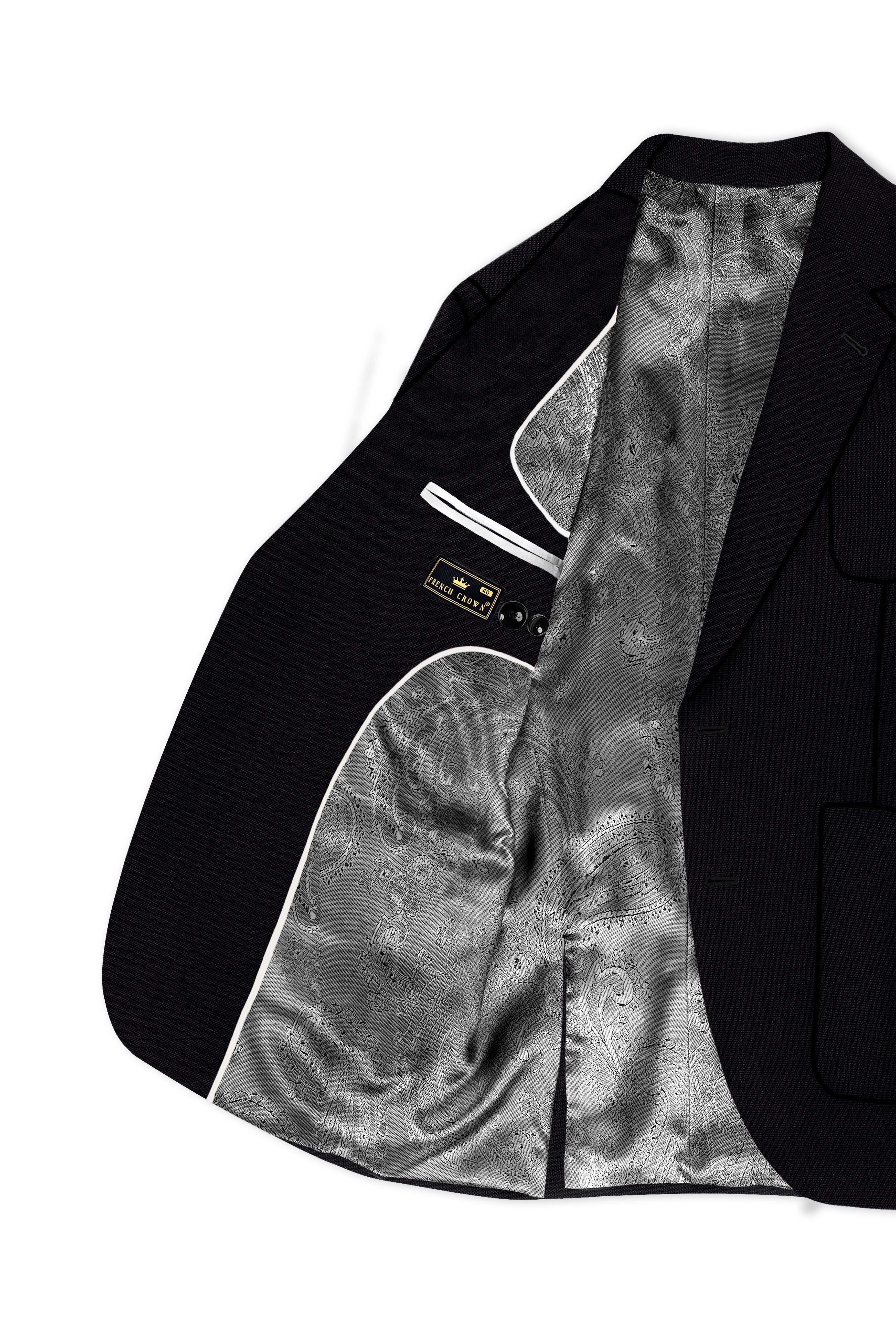 Jet Black Solid Luxurious Linen Sports Suit