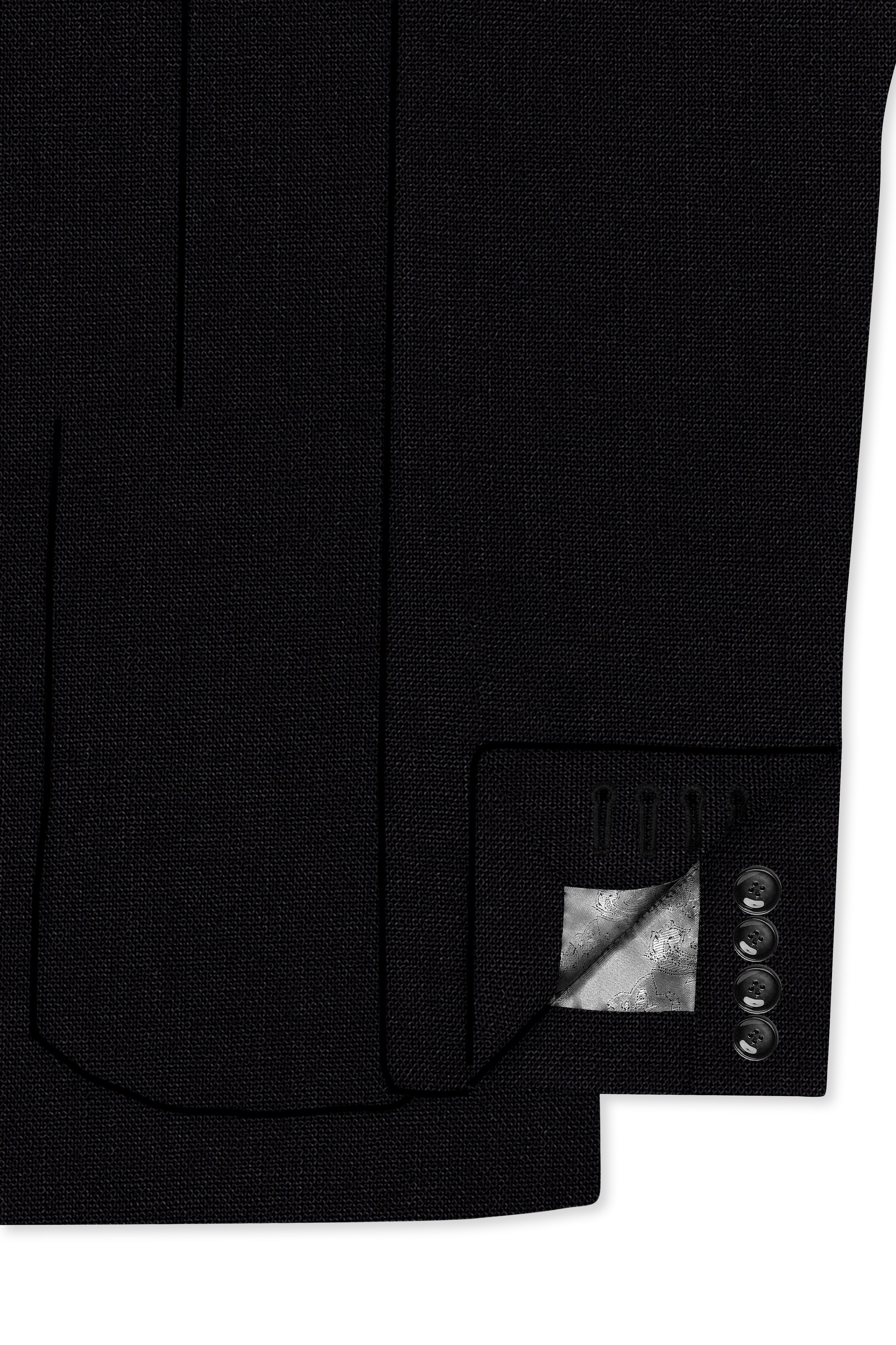 Jet Black Solid Luxurious Linen Sports Suit