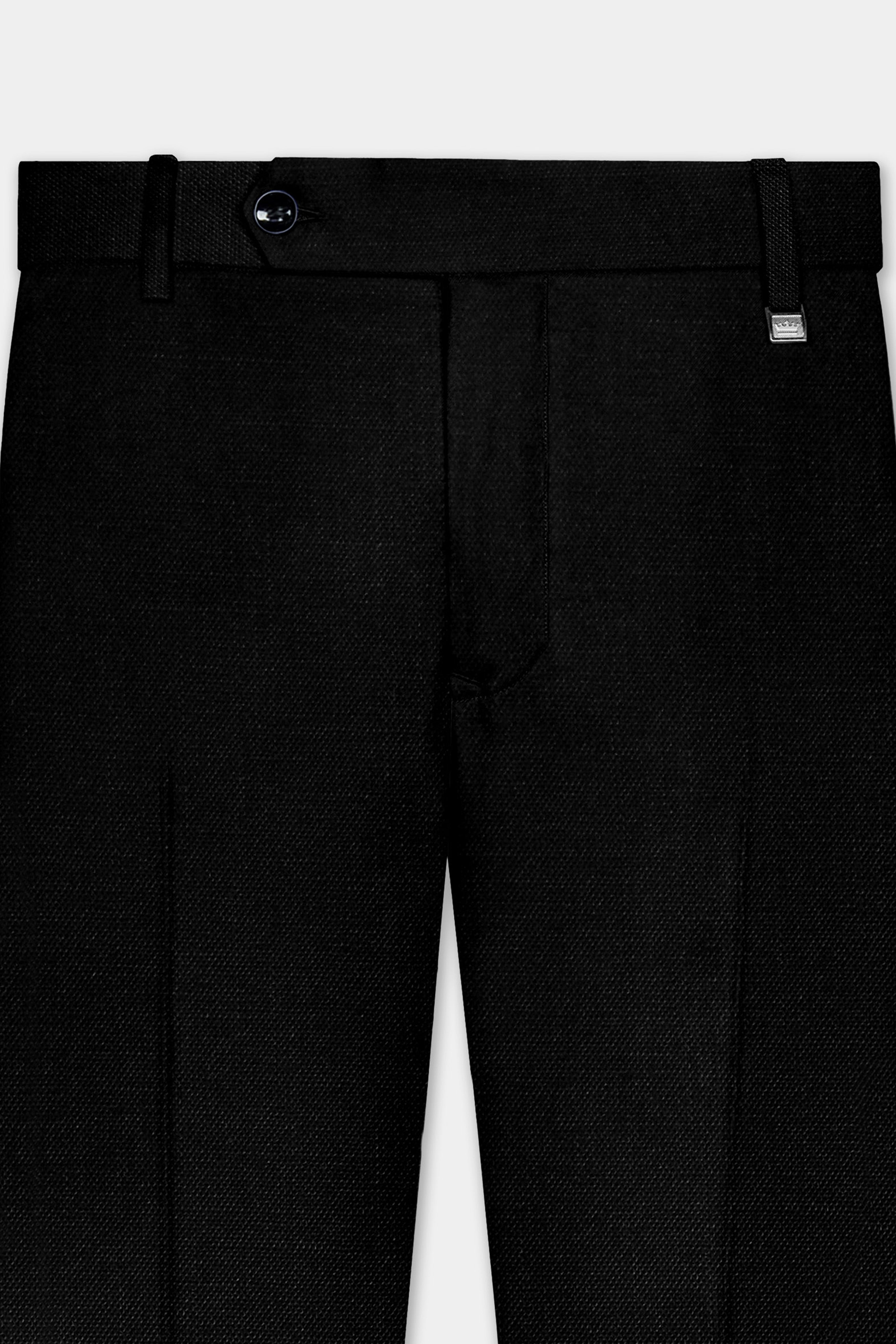Jet Black Solid Luxurious Linen Sports Suit