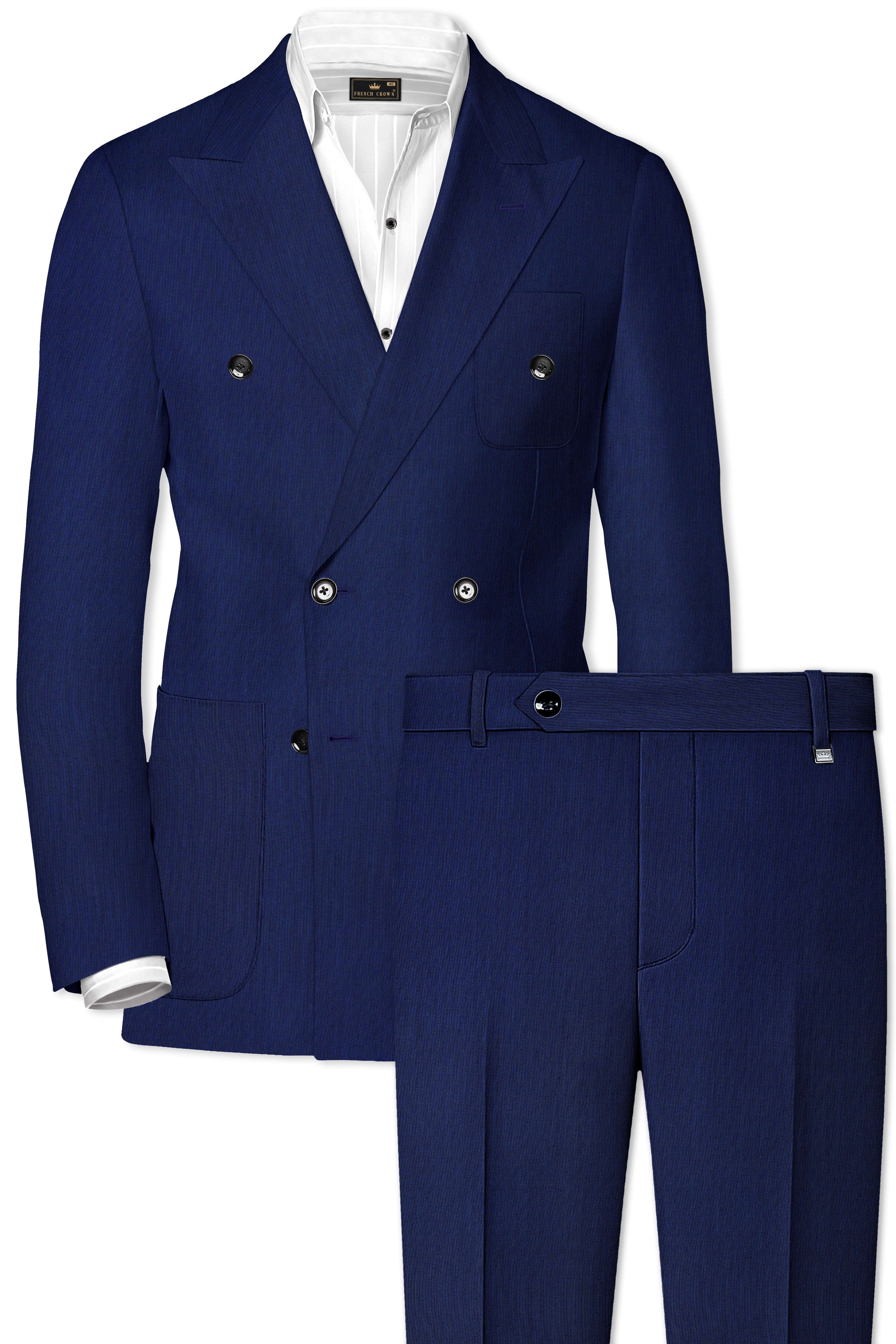 Biscay Blue Double Breasted Woolrich Sports Suit