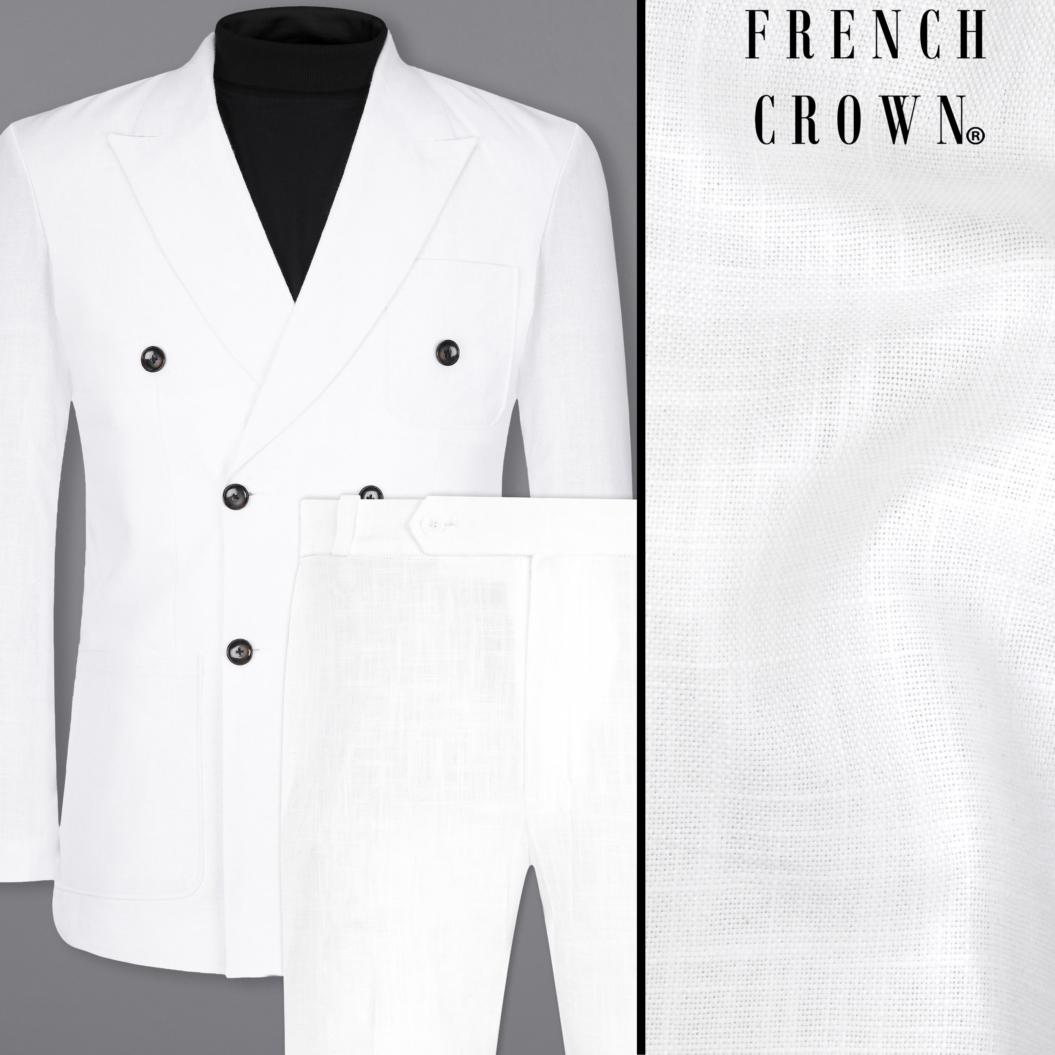 Mens white linen double clearance breasted suit