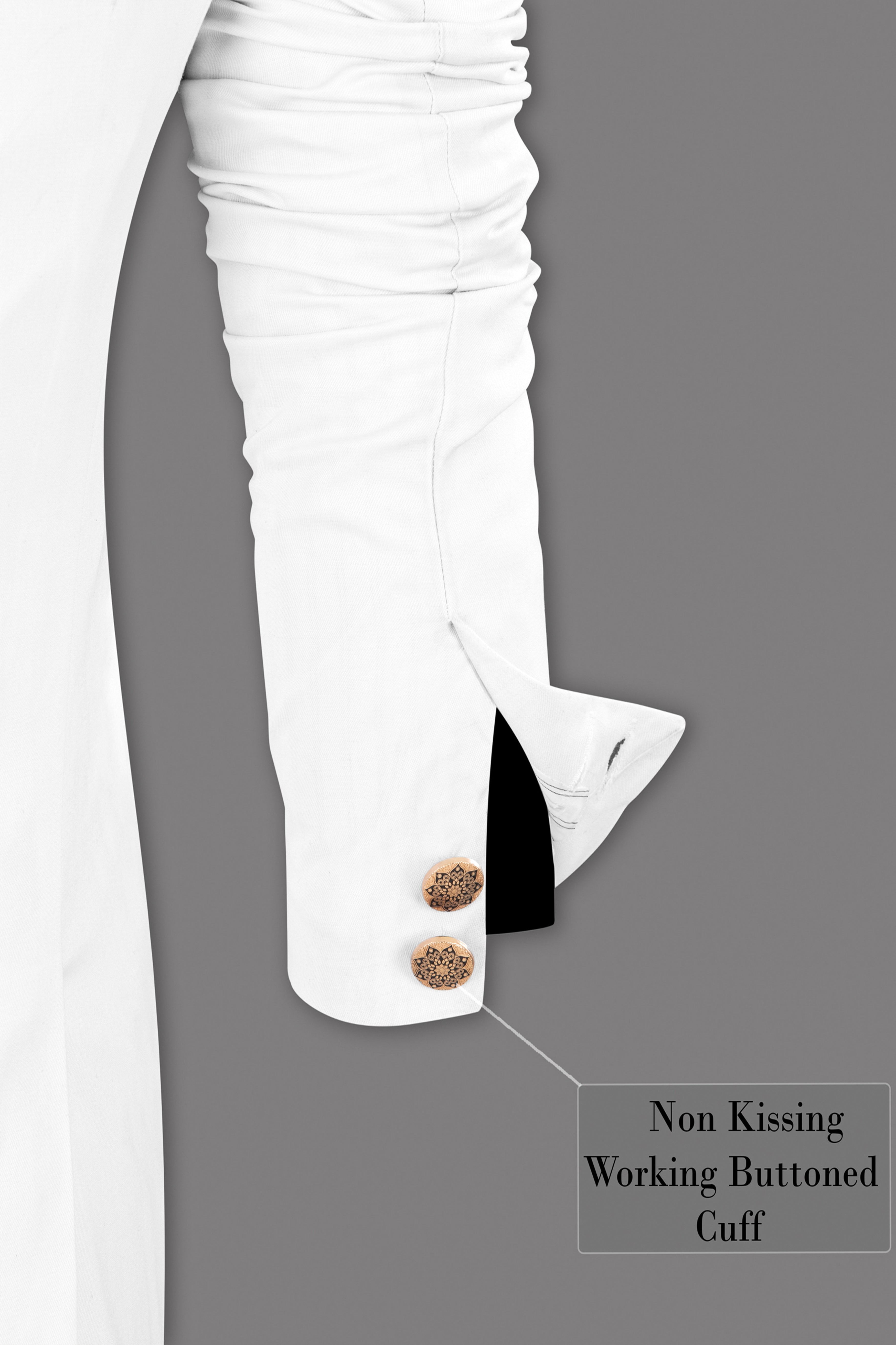 Bright White Subtle Sheen Cross Placket Bandhgala/Mandarin Suit