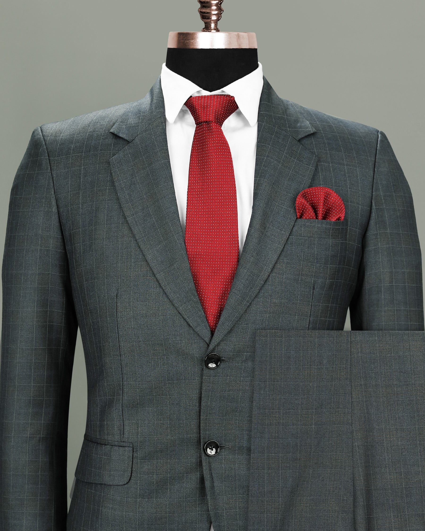 Cape Cod Grey Wool Rich Windowpane Suit