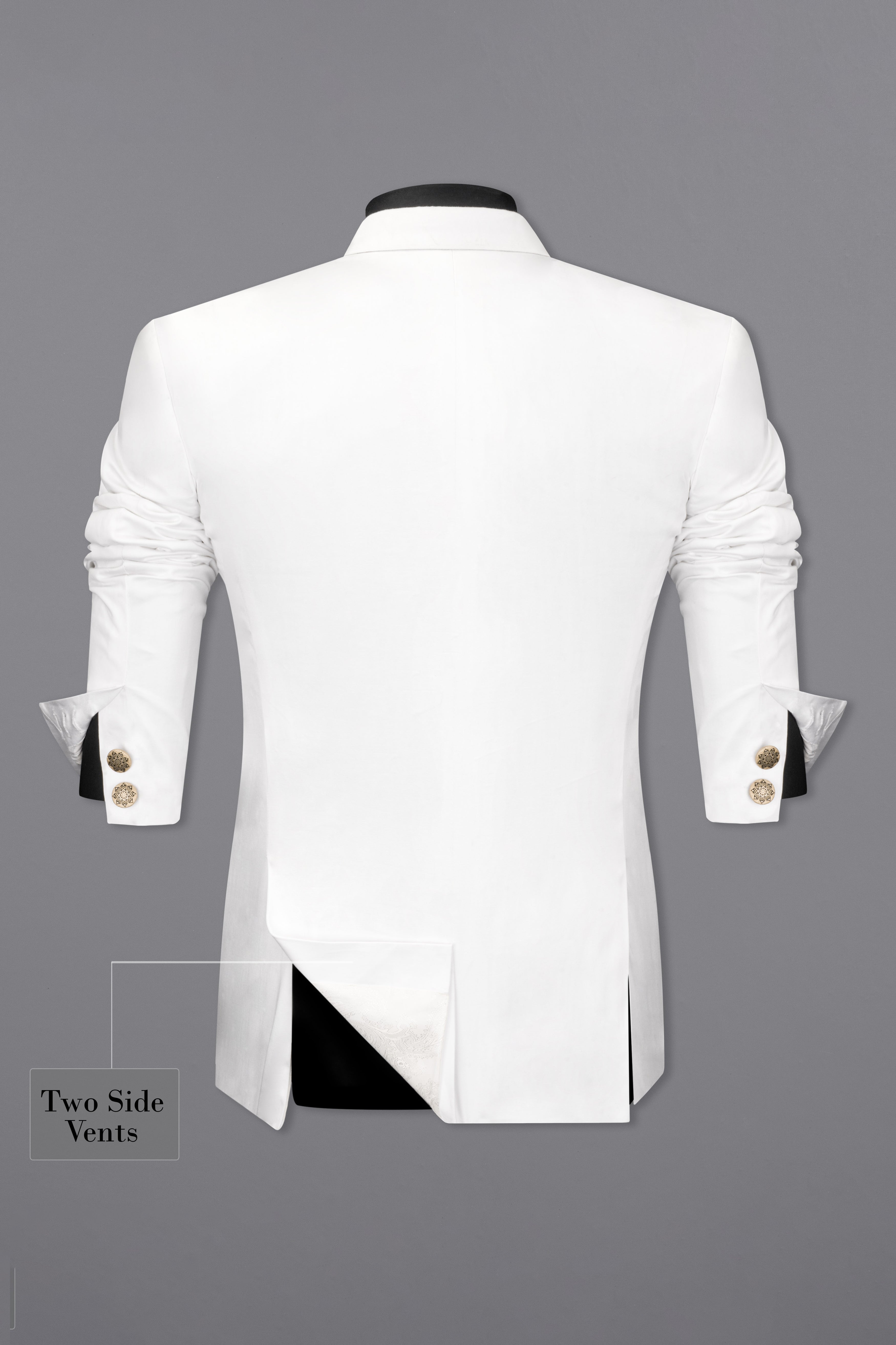 Bright White Solid Stretchable Premium Cotton Bandhgala Traveler Suit