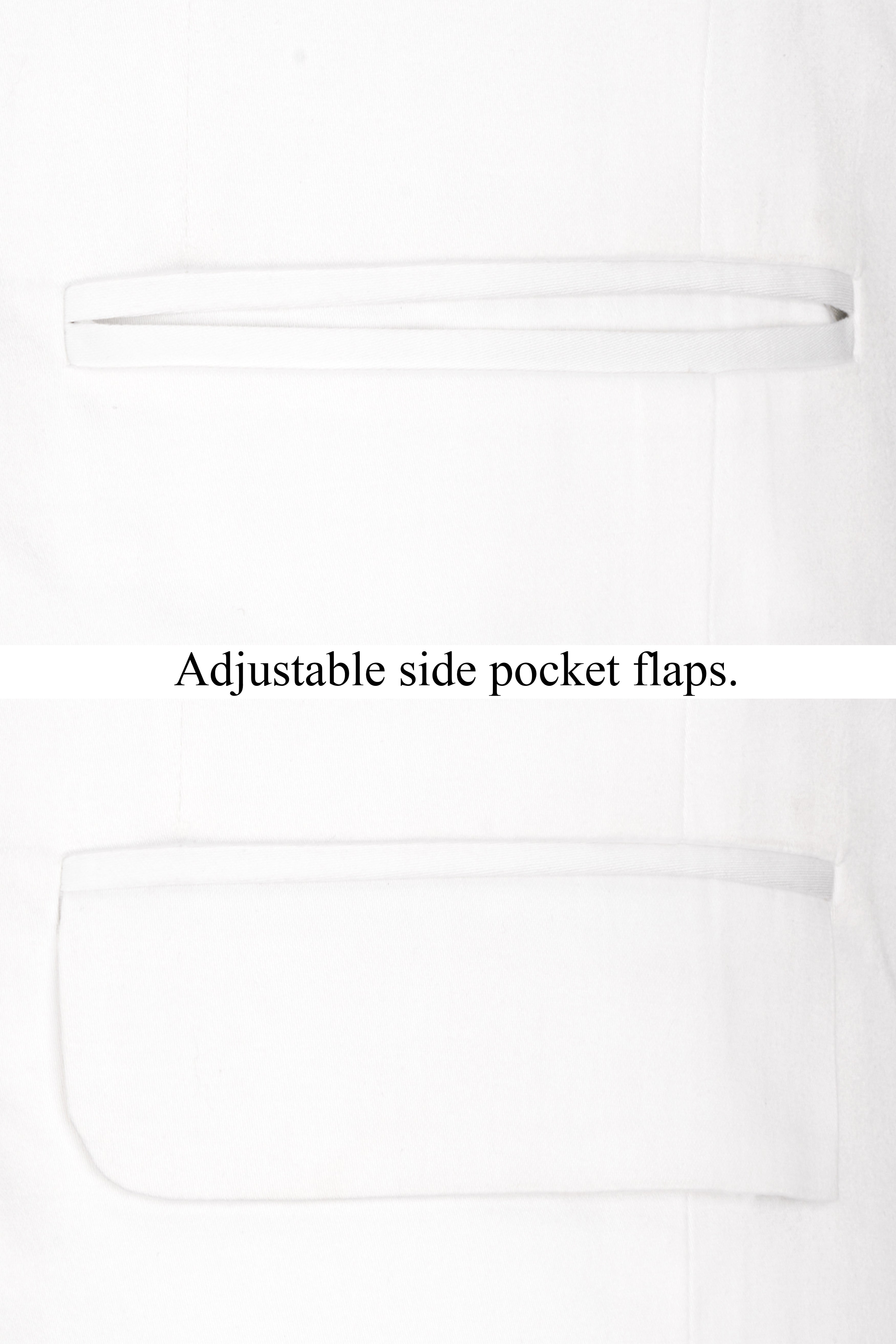 Bright White Solid Stretchable Premium Cotton Bandhgala Traveler Suit