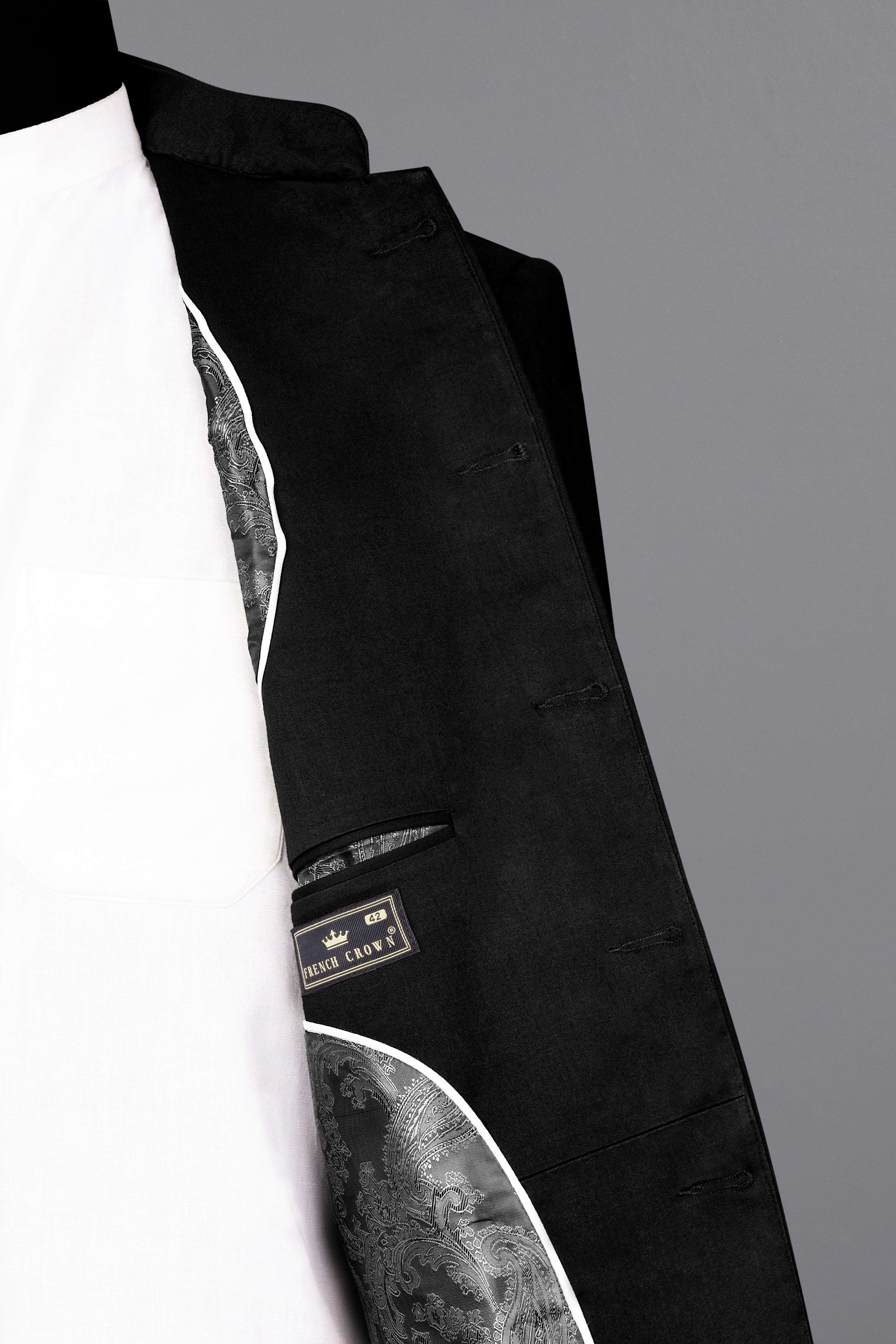 Jade Black Cross Placket Stretchable Premium Cotton Bandhgala traveler Suit