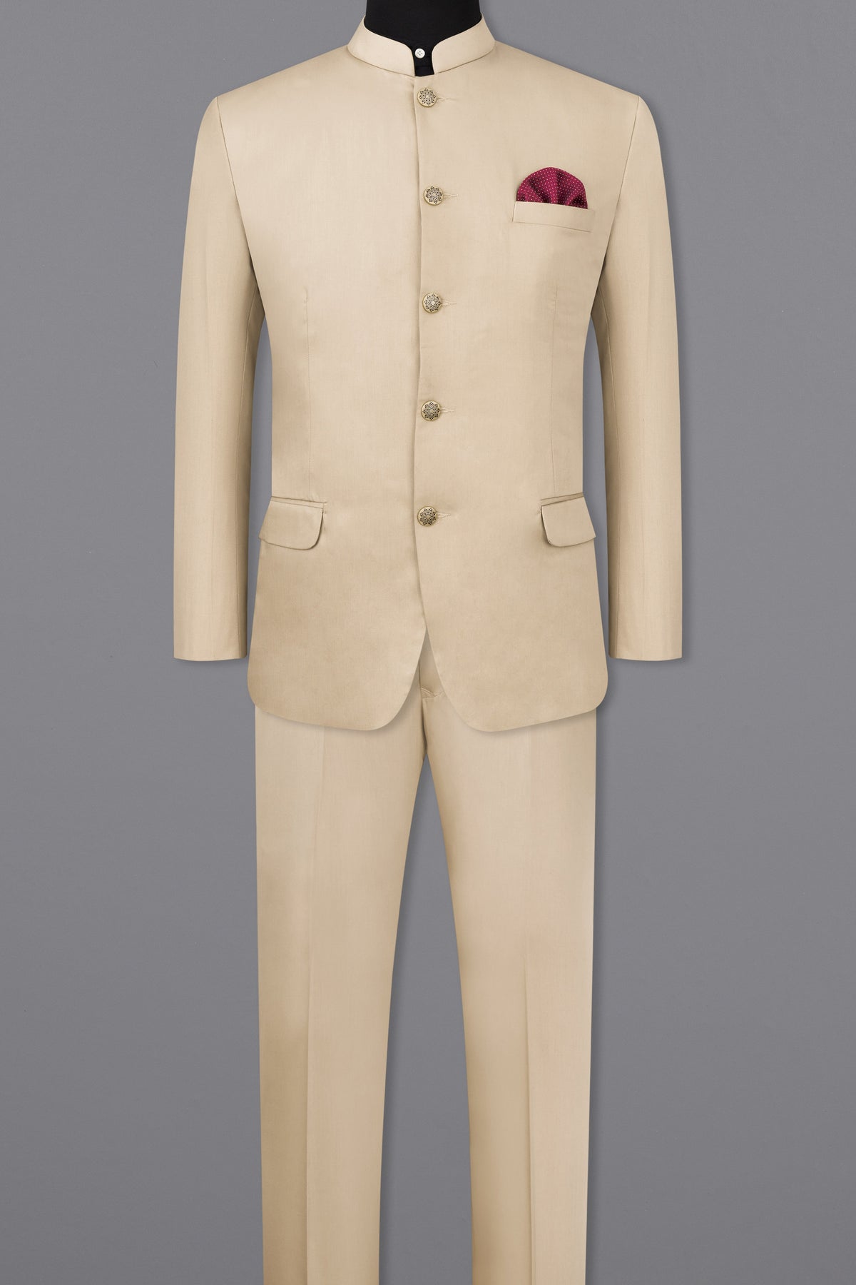 Hazelnut Subtle Sheen Wool rich Bandhgala/Mandarin Suit