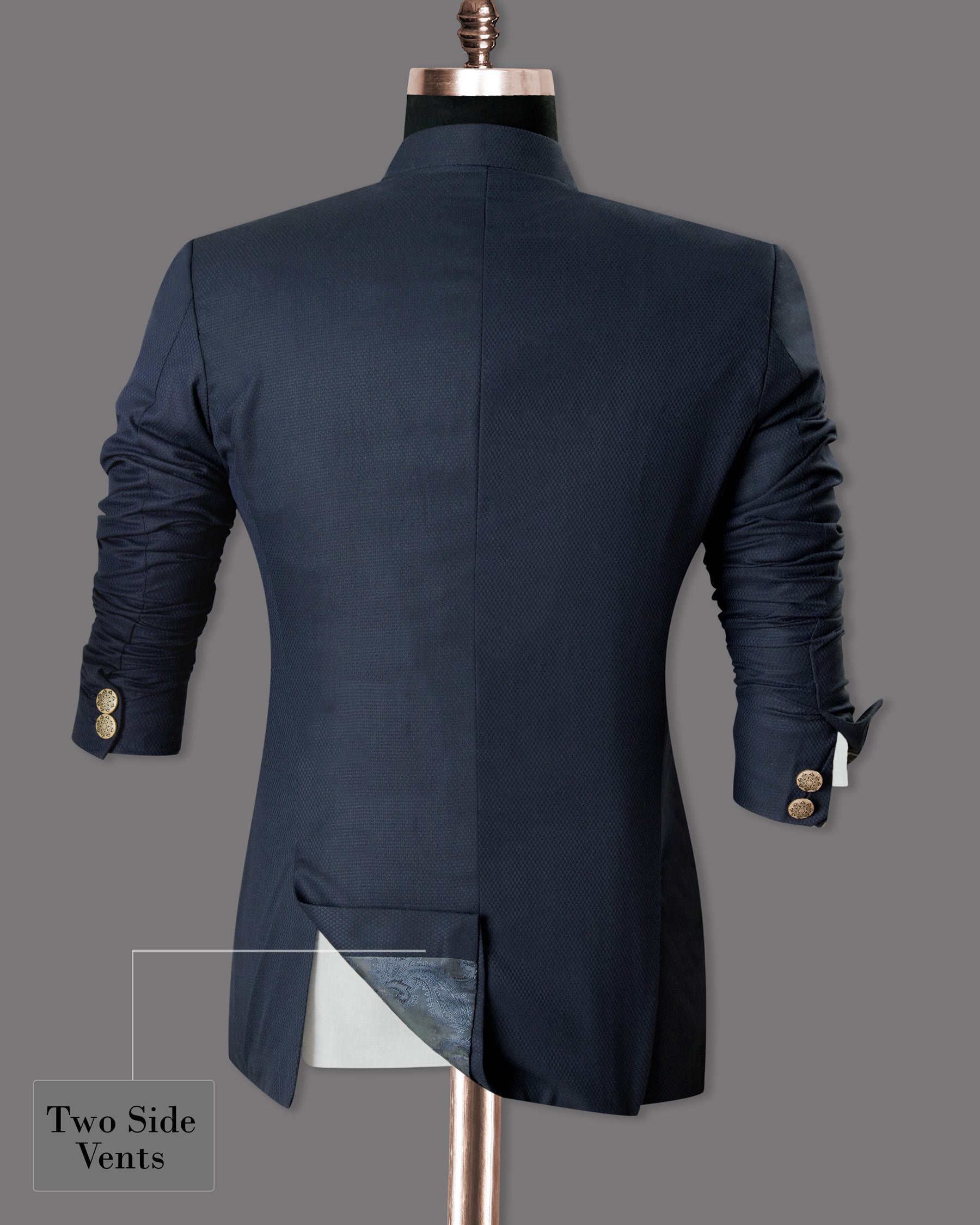 Royal Blue Wool Rich Bandhgala/Mandarin Suit