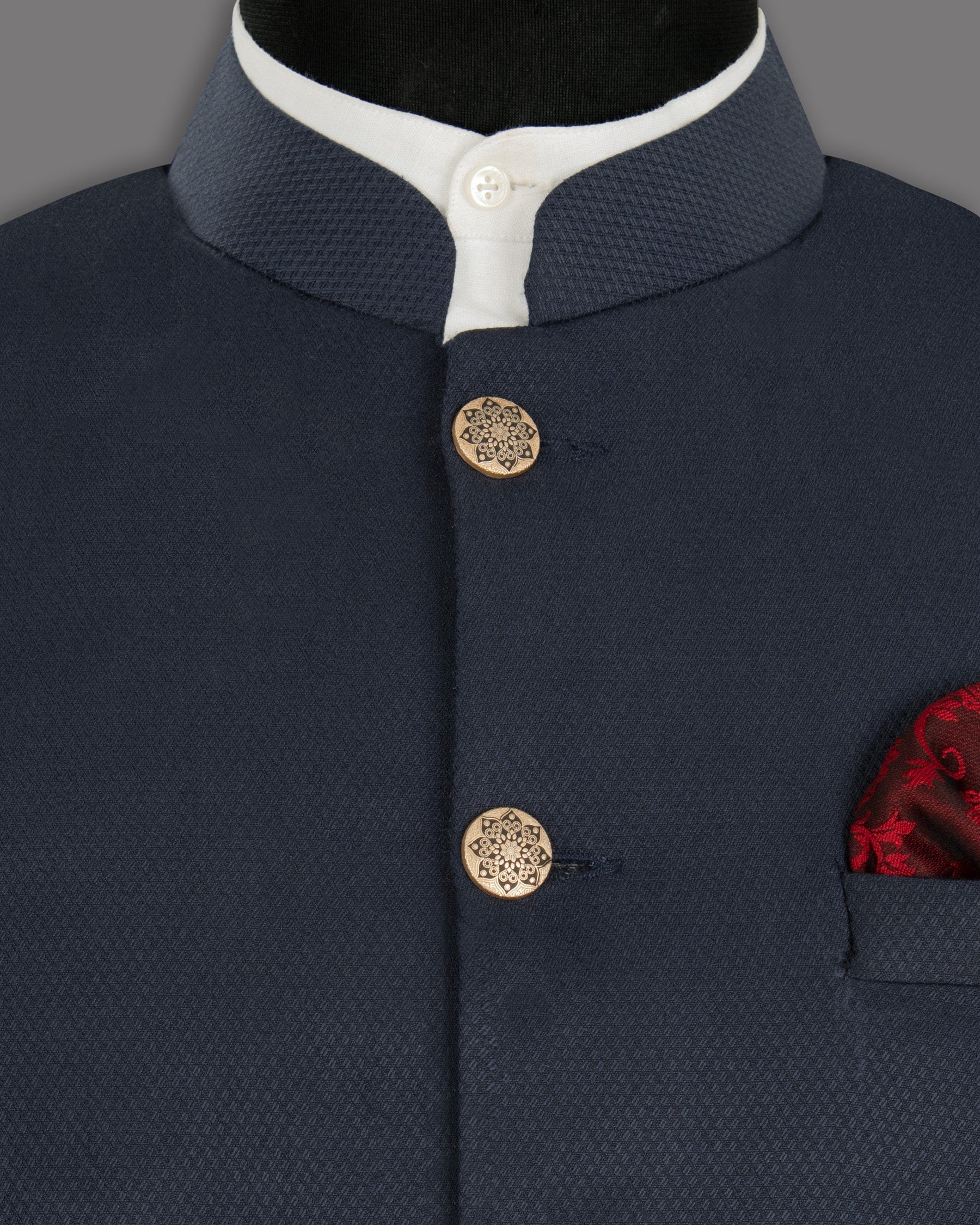 Royal Blue Wool Rich Bandhgala/Mandarin Suit