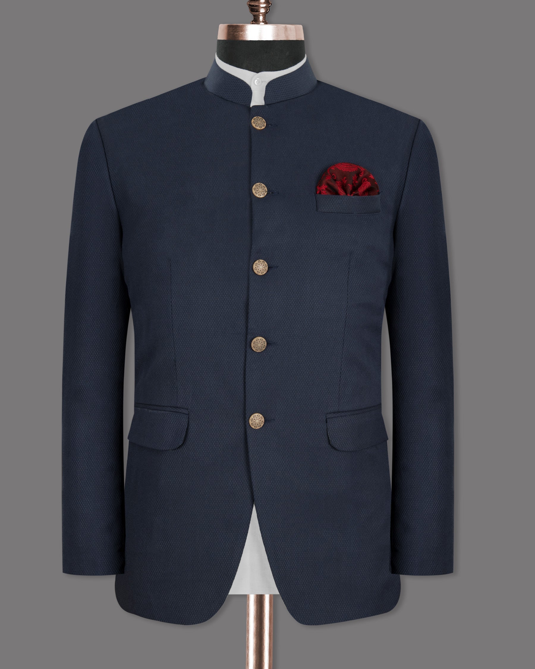 Royal Blue Wool Rich Bandhgala/Mandarin Suit