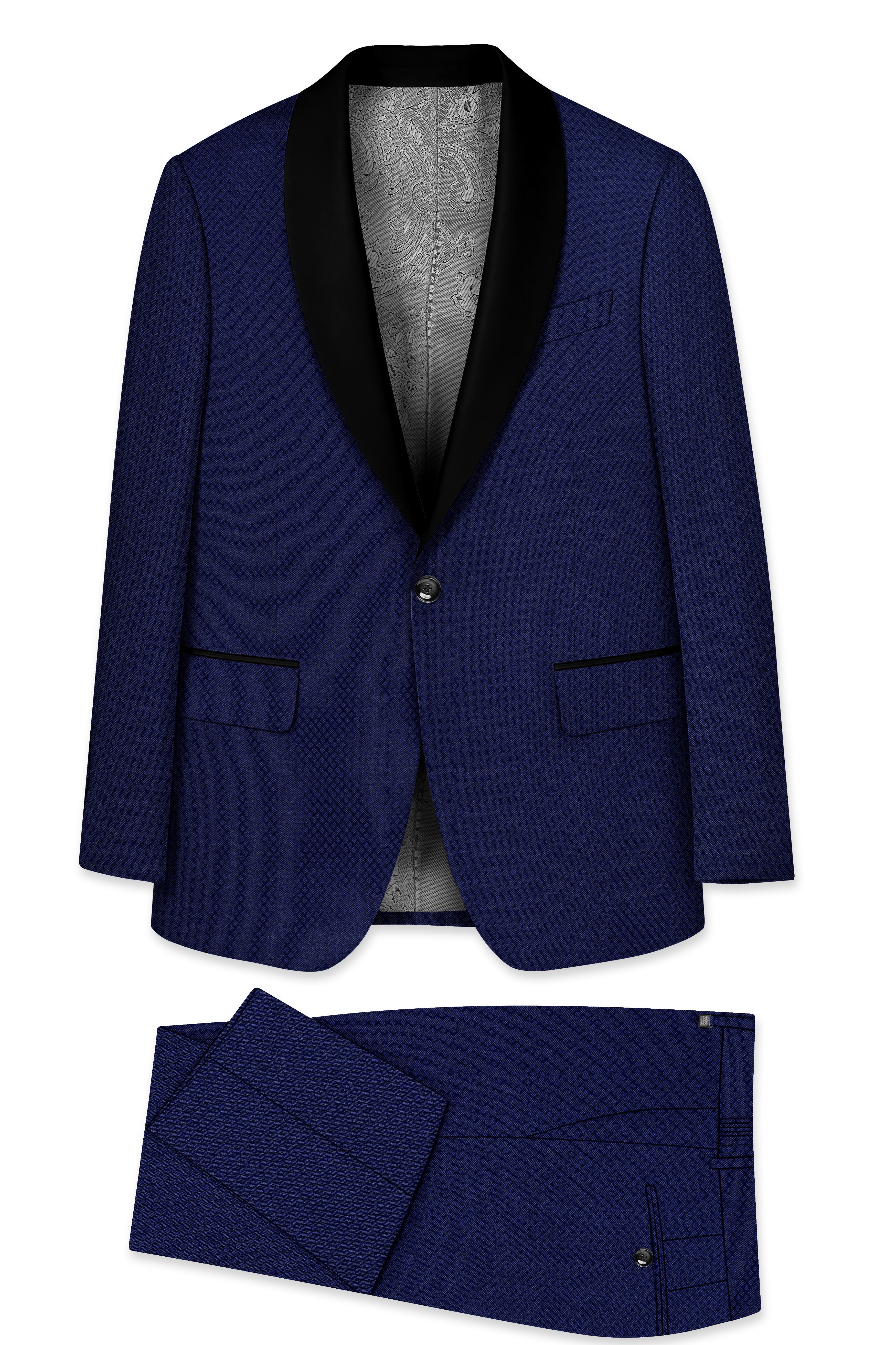 Port Gore Blue Subtle Textured Woolrich Tuxedo Suit