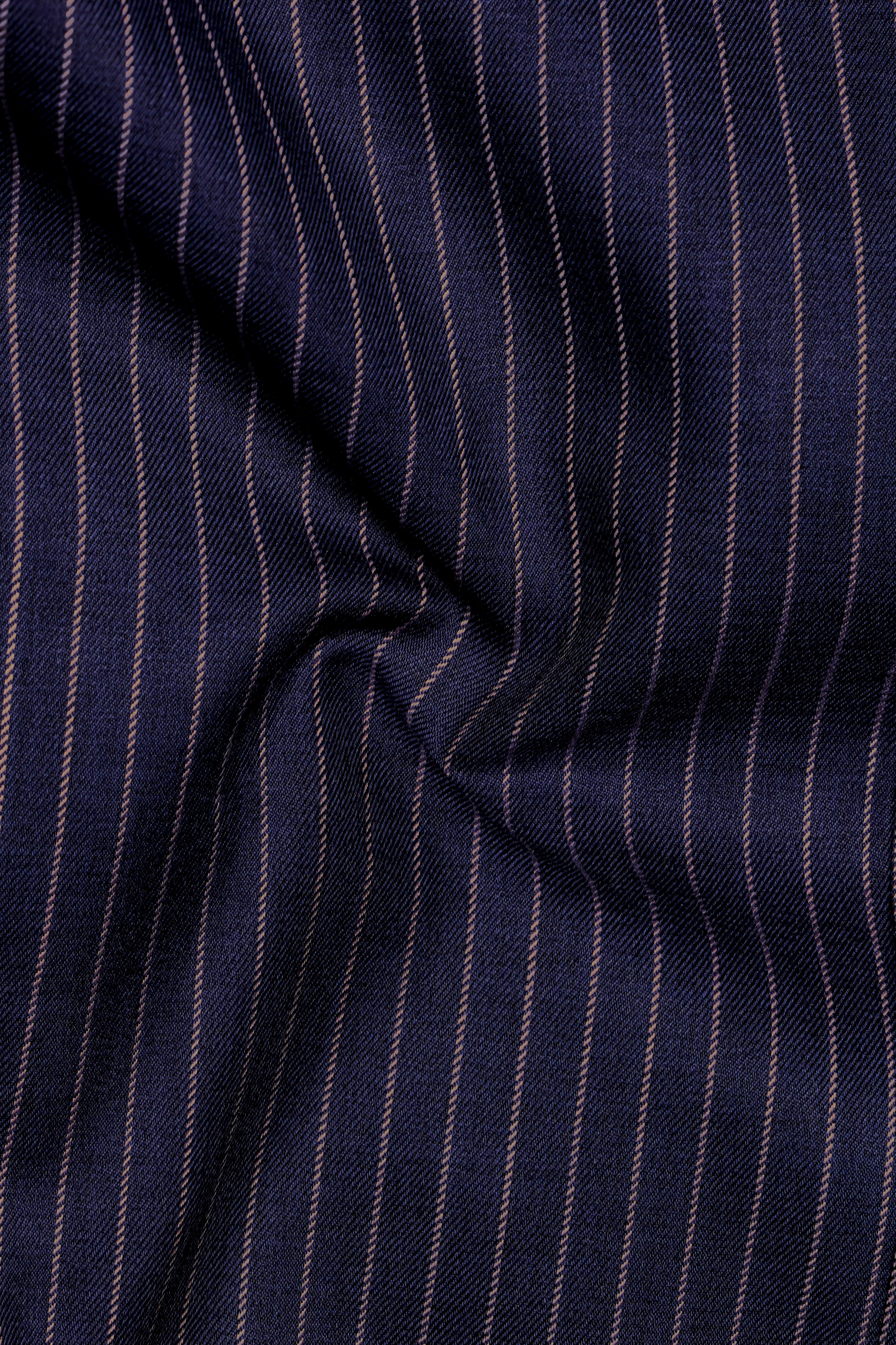 Martinique Blue with Prelude Striped Bandhgala/Mandarin Corduroy Premium Cotton Suit
