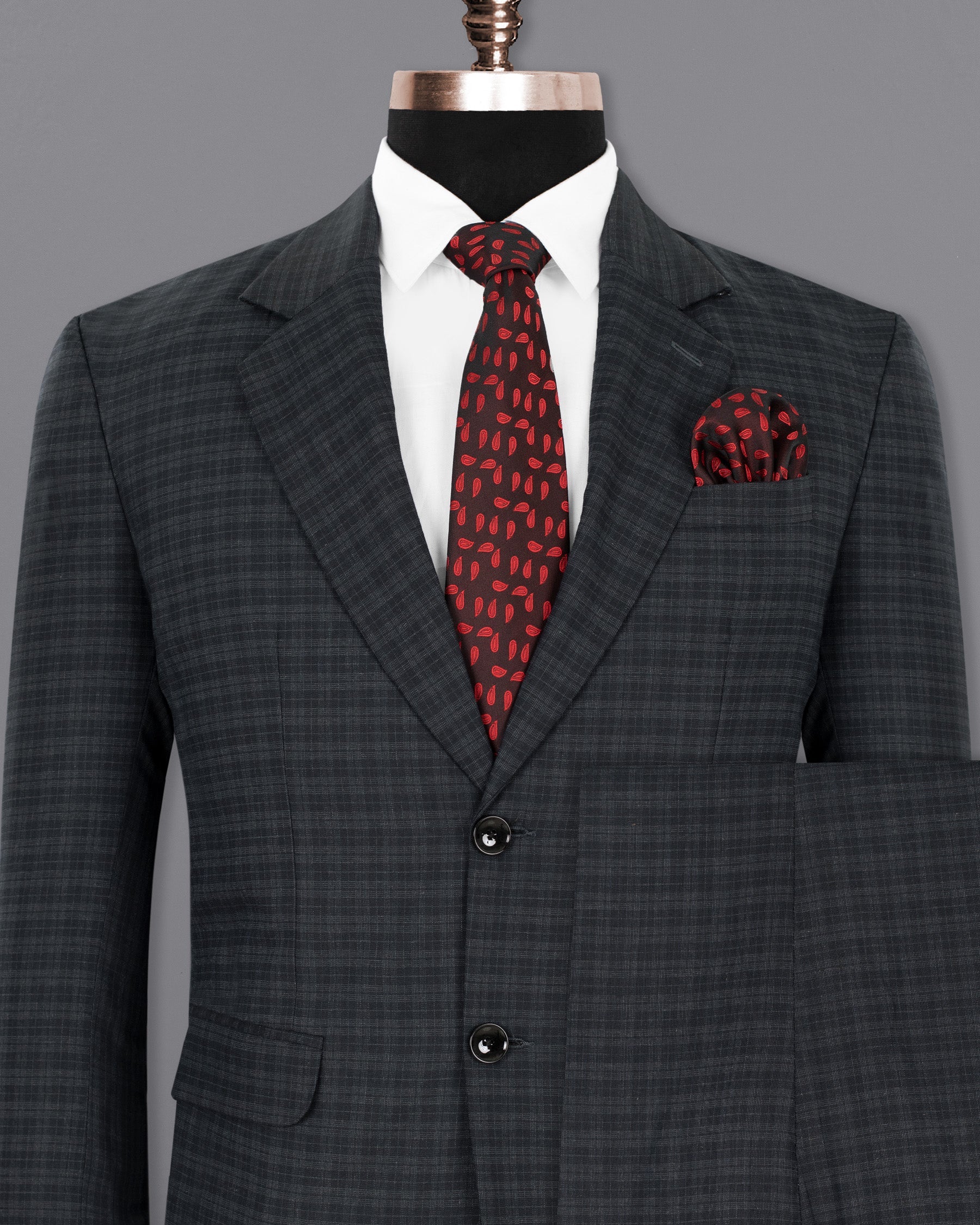 Shark Grey Plaid Wool Rich Suit