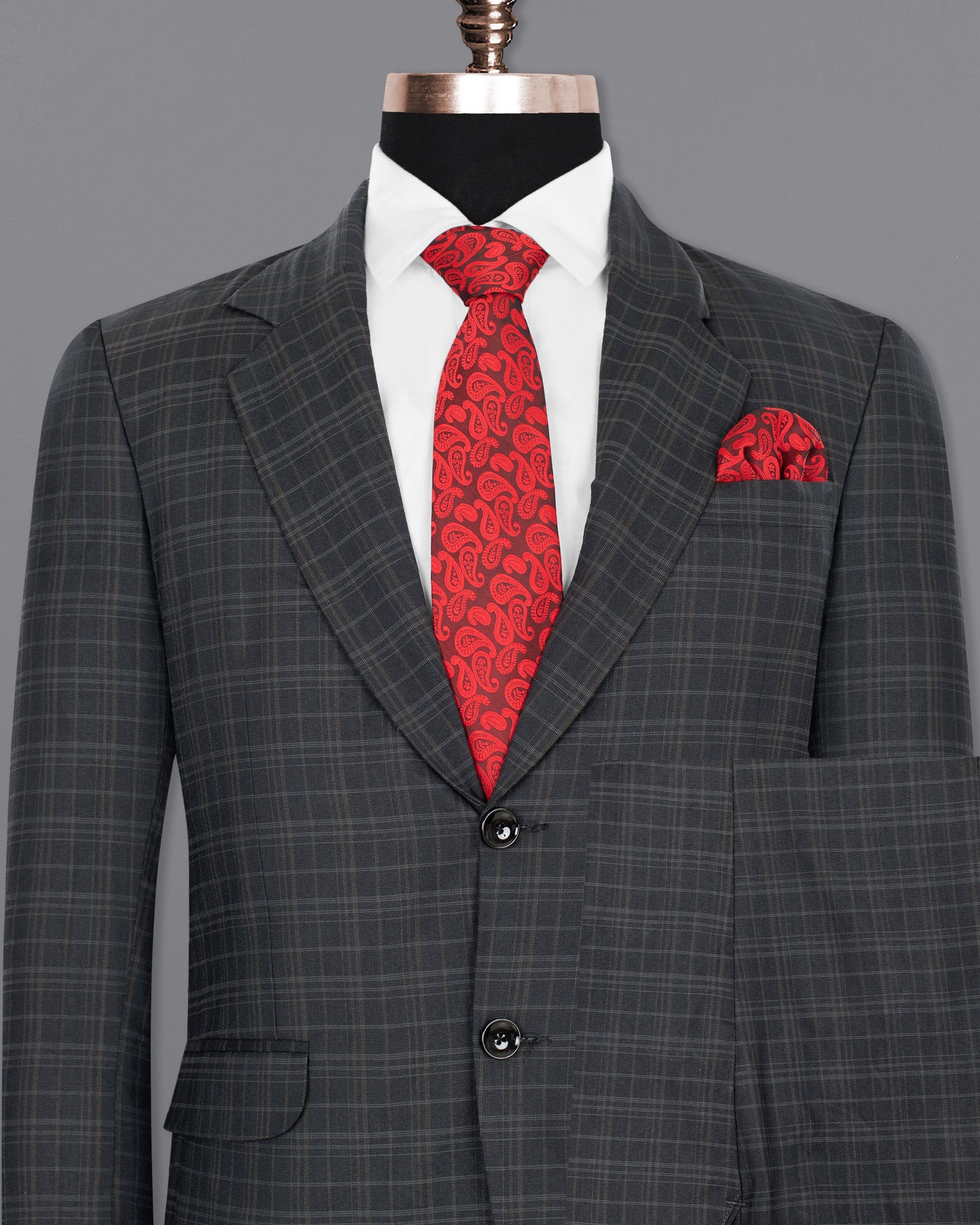 Shark Gray Plaid Wool Rich Suit