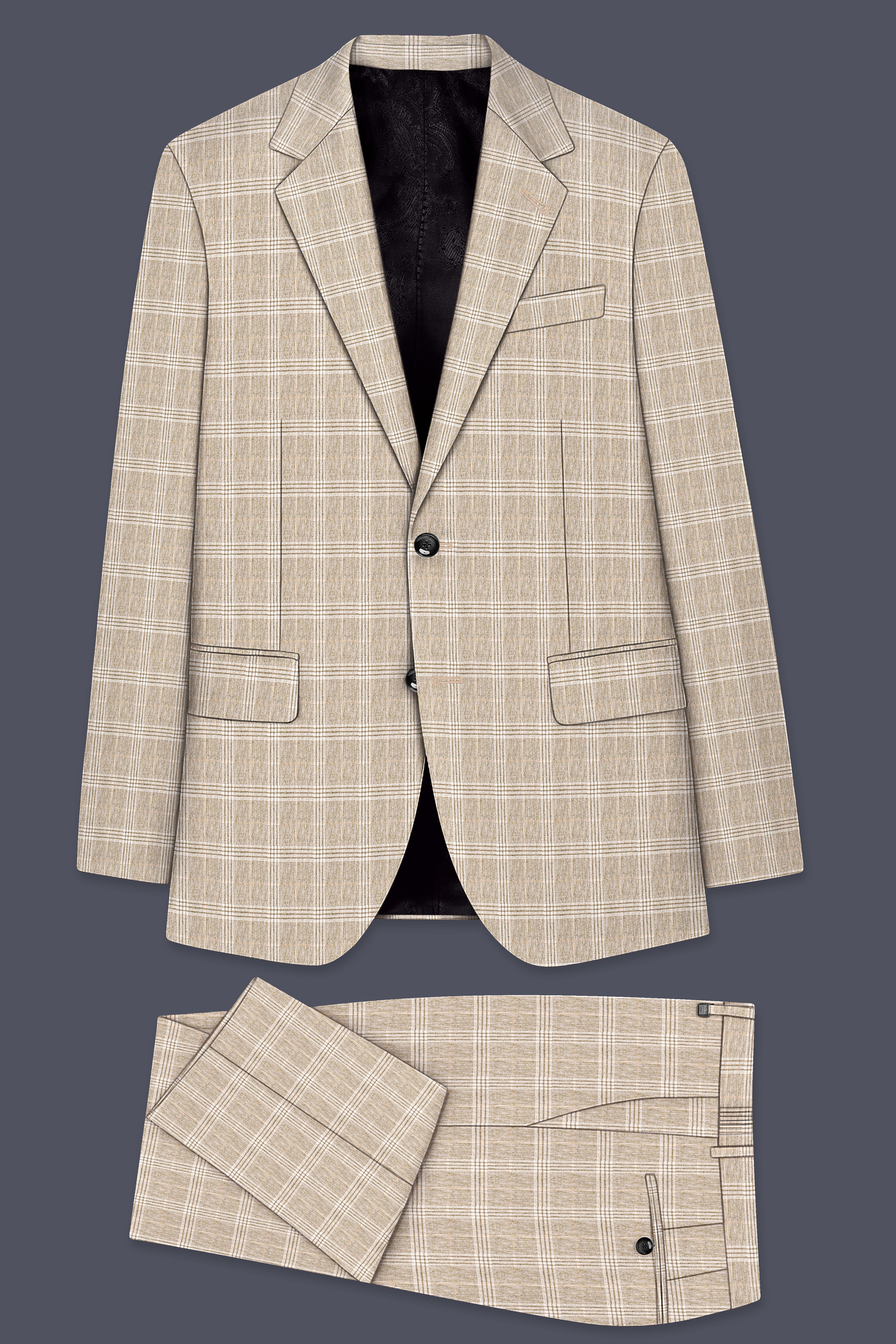 Mongoose Cream Plaid Wool Rich Sports Suit
