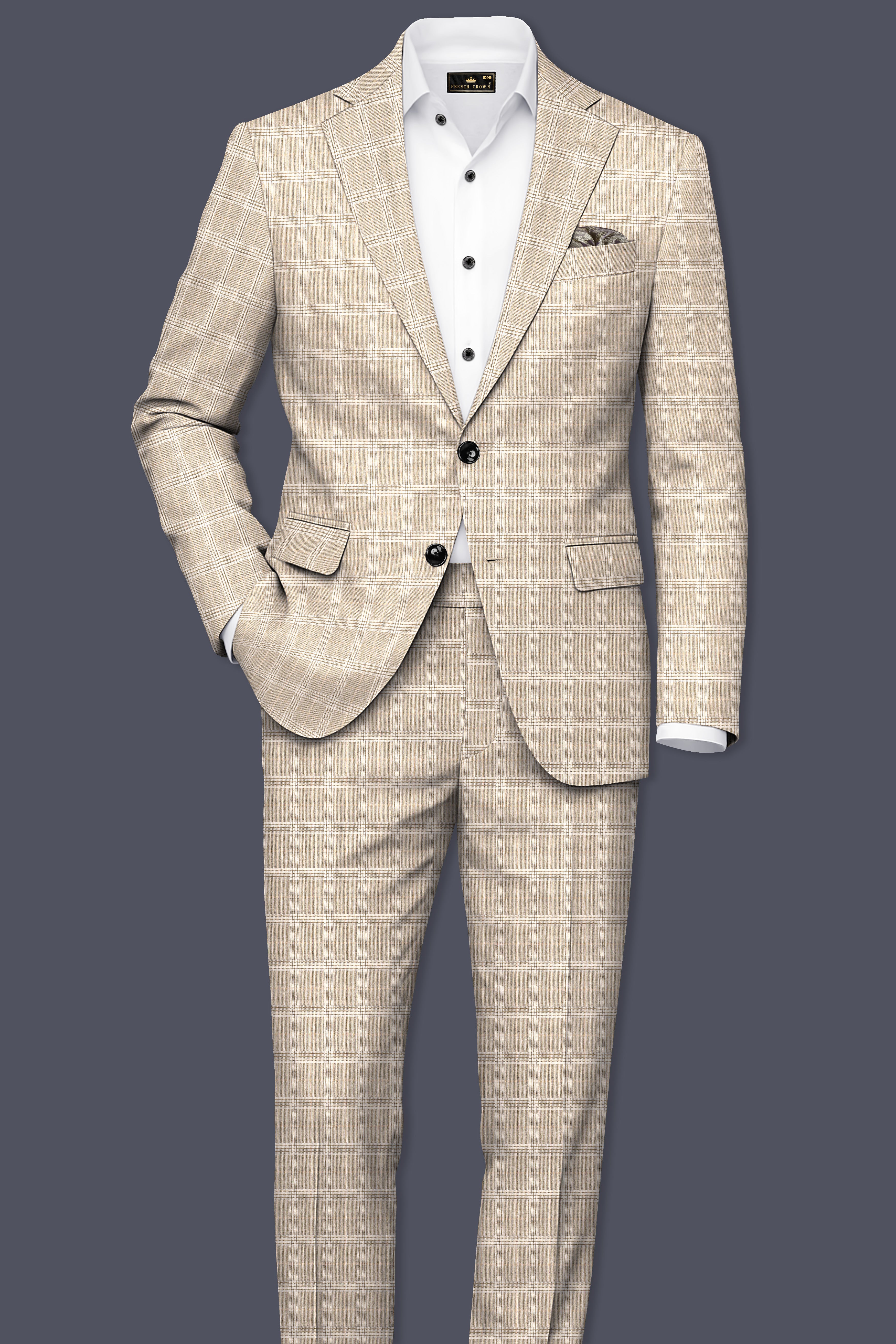 Mongoose Cream Plaid Wool Rich Sports Suit