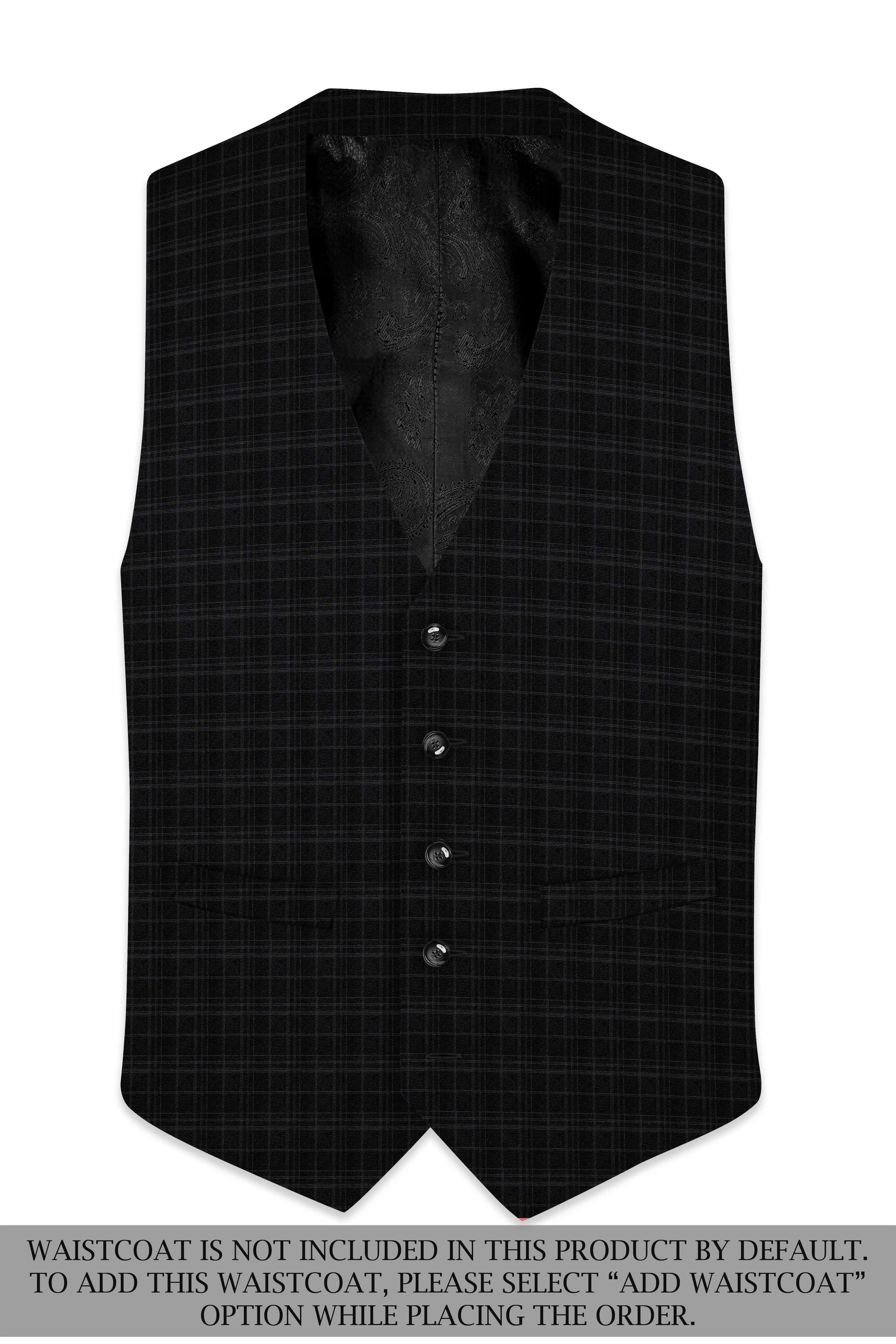 Star Dust and Shark Grey Plaid Cross Placket Bandhgala Wool rich Suit