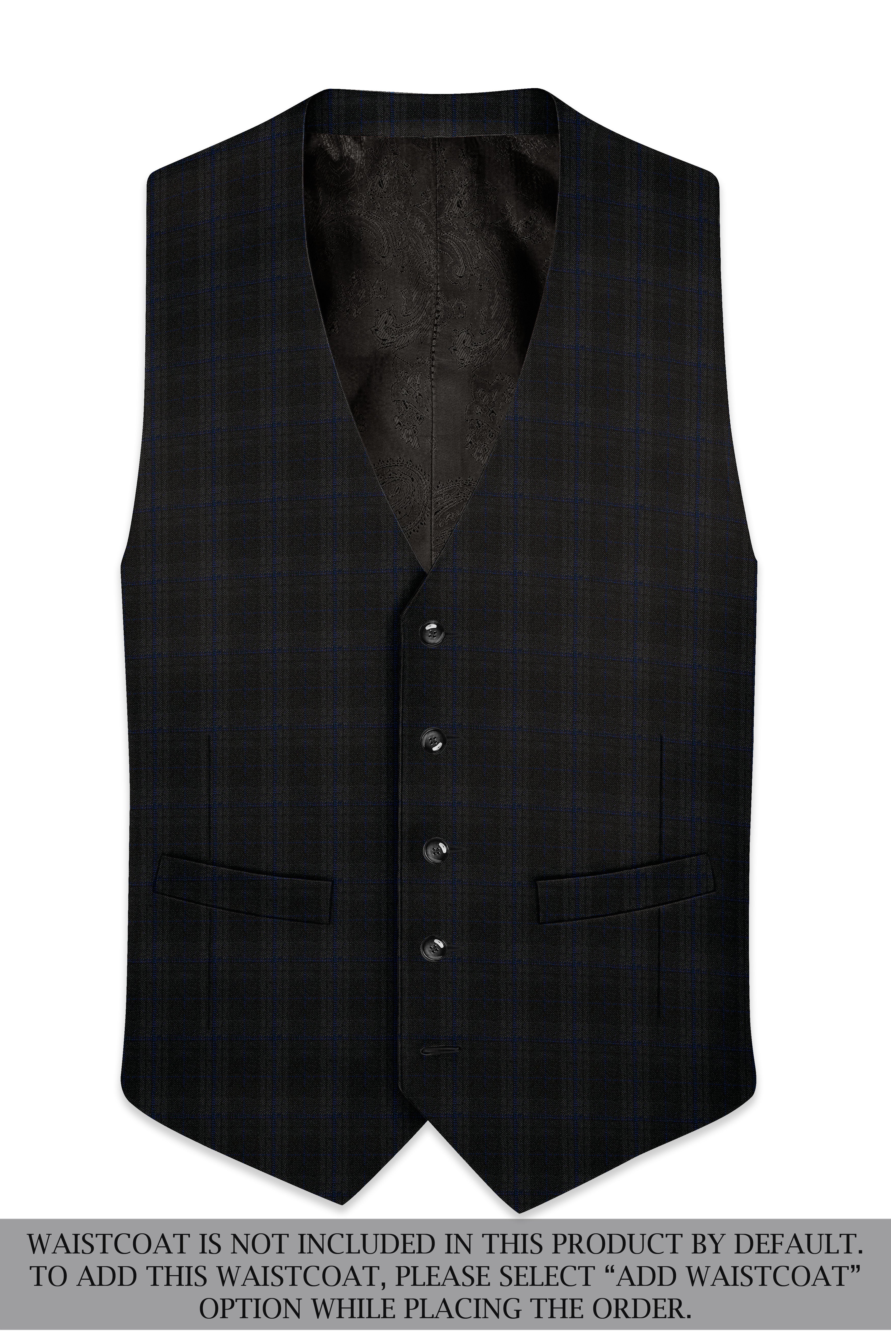 Thunder brown Plaid Cross Placket Bandhgala Wool Rich Suit