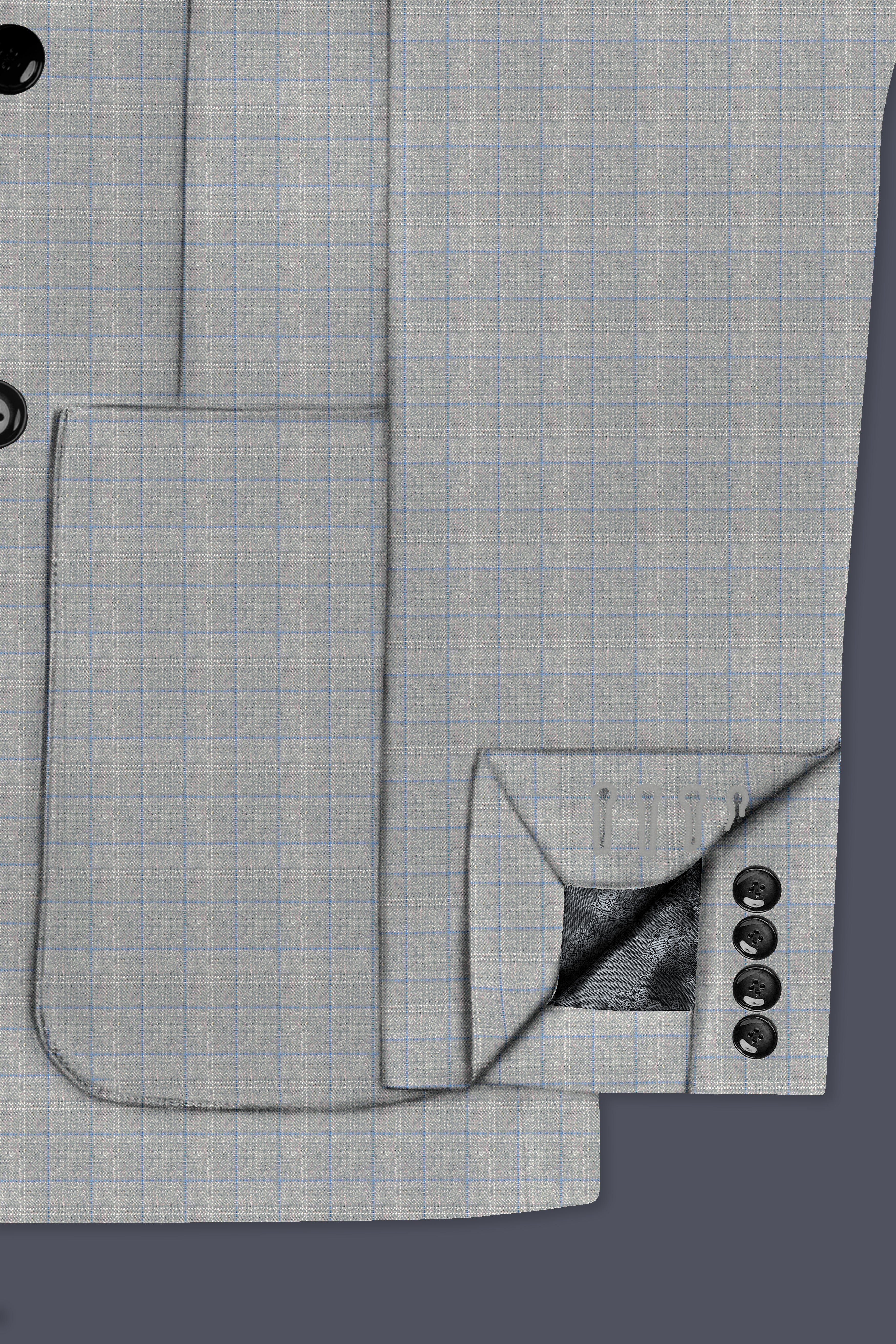 Pale Slate Plaid Double-breasted Woolrich Sports Suit