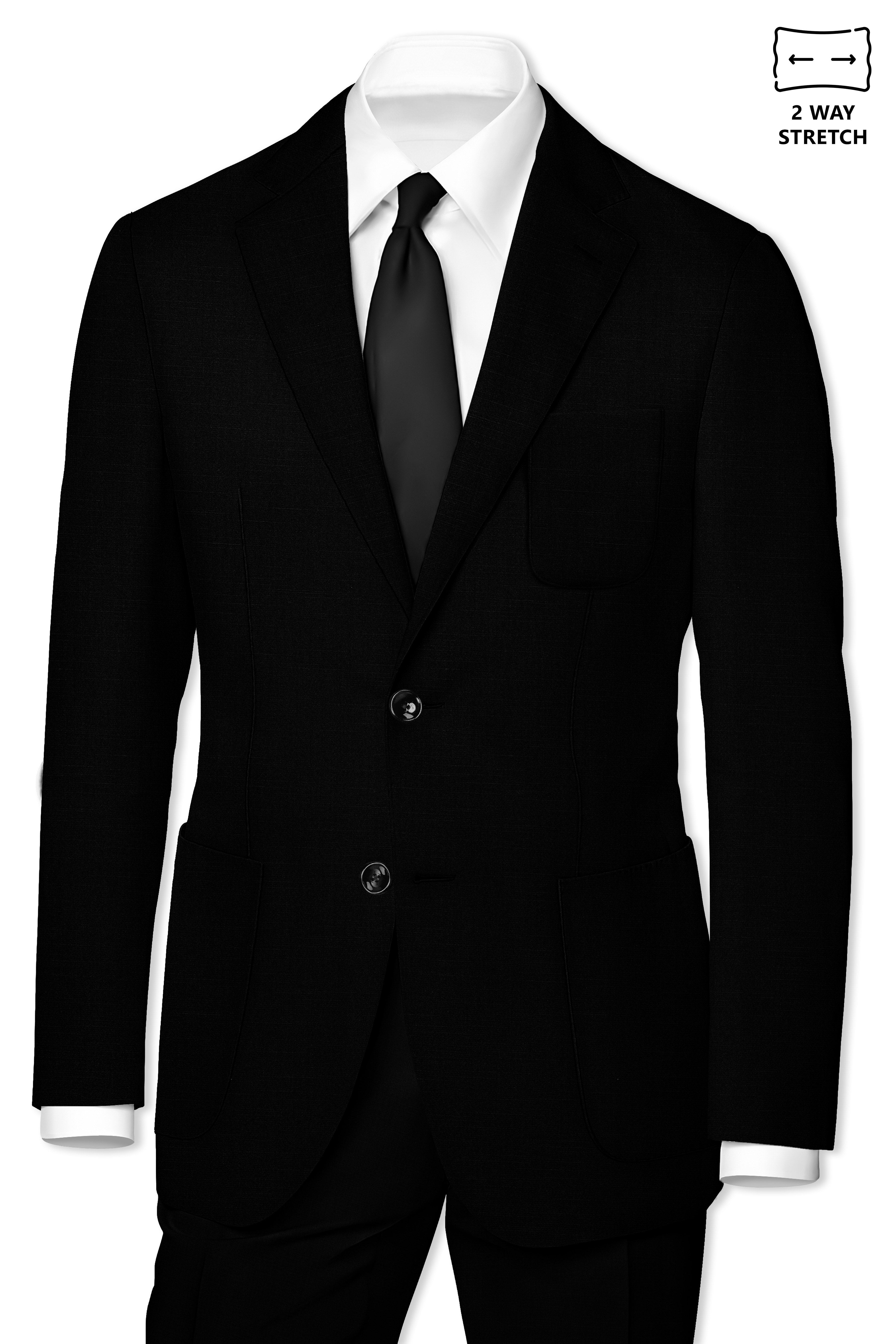 Mardi Gras Black Stretchable Wool Rich Sports Suit