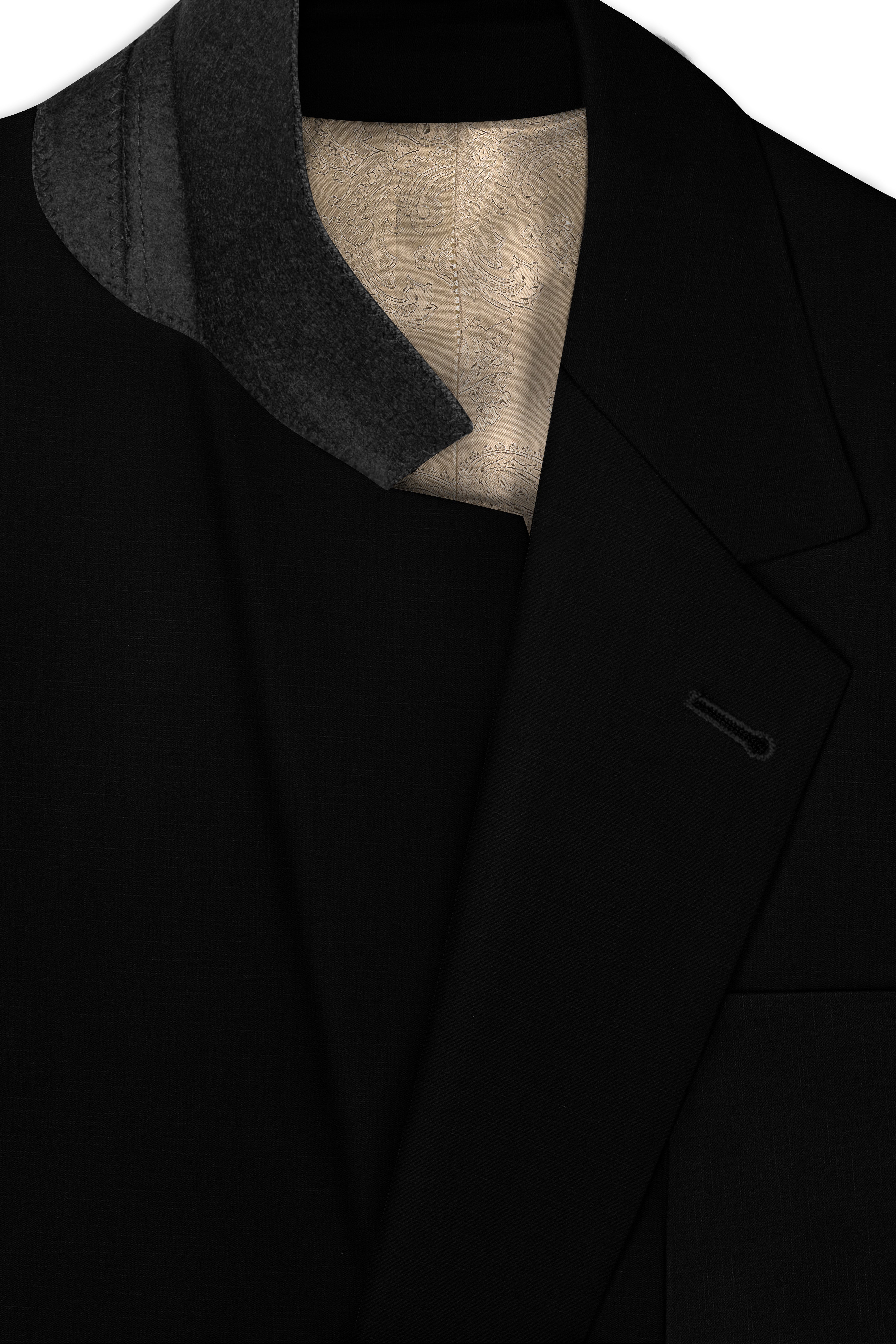 Mardi Gras Black Stretchable Wool Rich Sports Suit