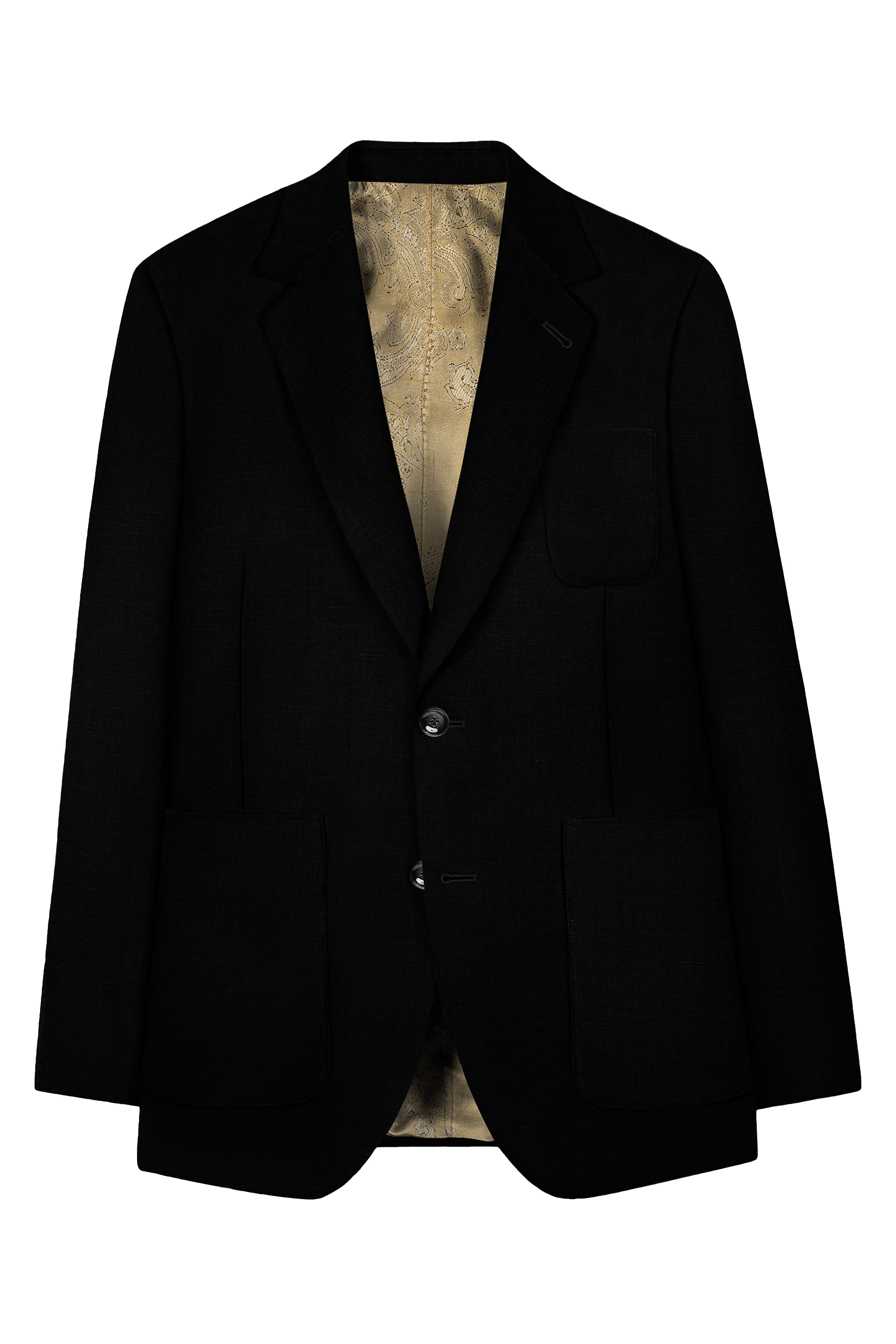 Mardi Gras Black Stretchable Wool Rich Sports Suit