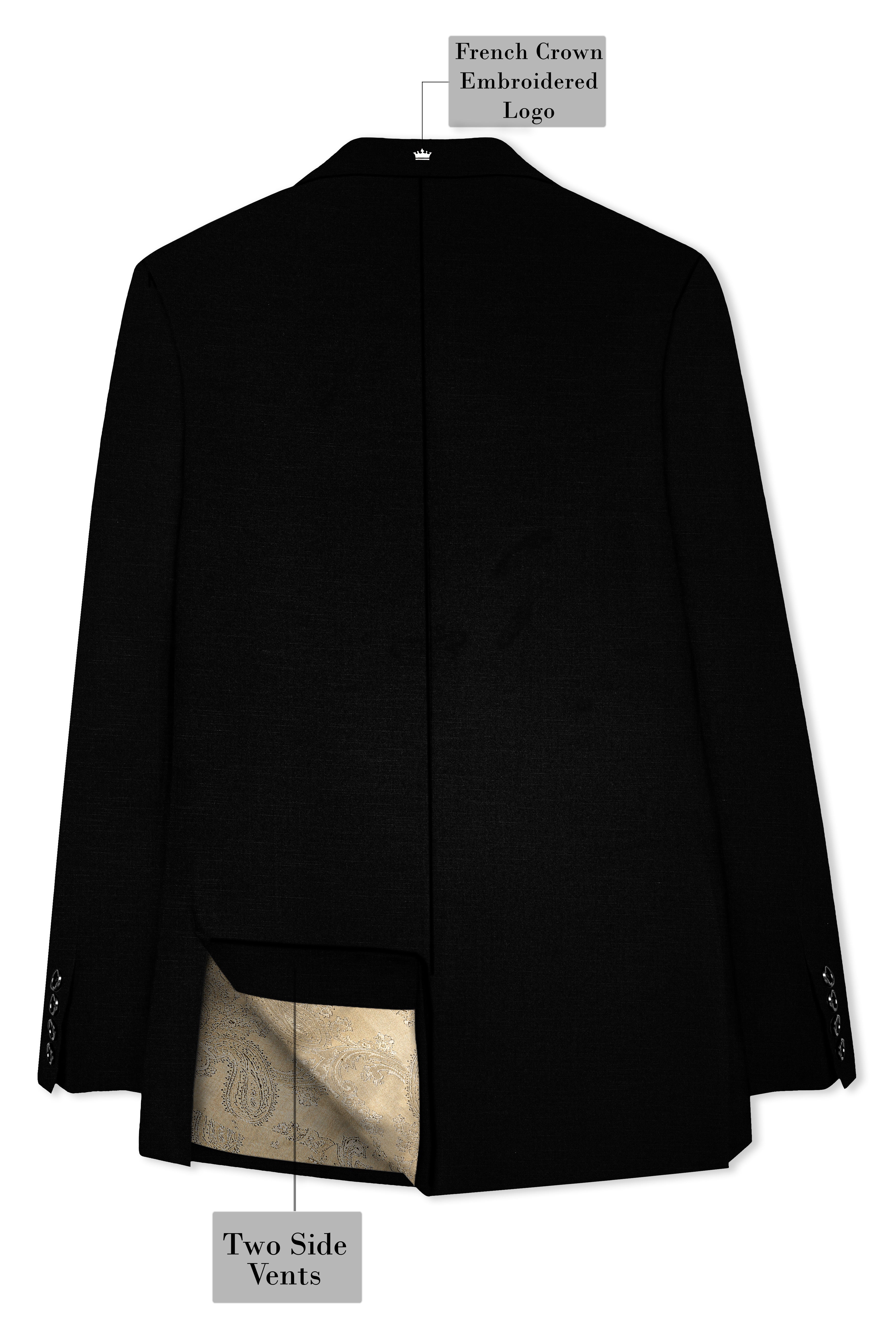Mardi Gras Black Stretchable Wool Rich Sports Suit