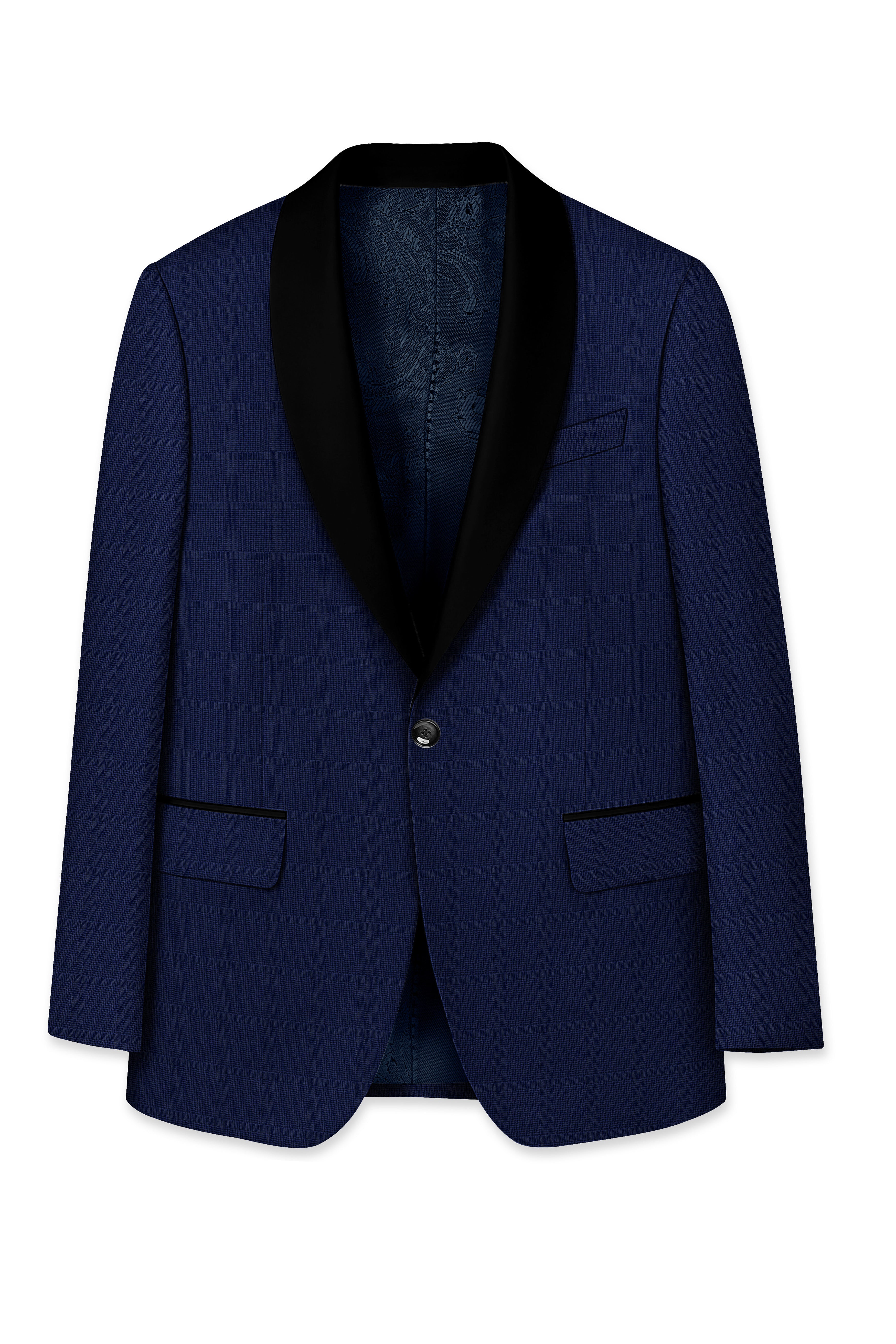 Valhalla Blue subtle plaid Wool Rich Tuxedo Suit