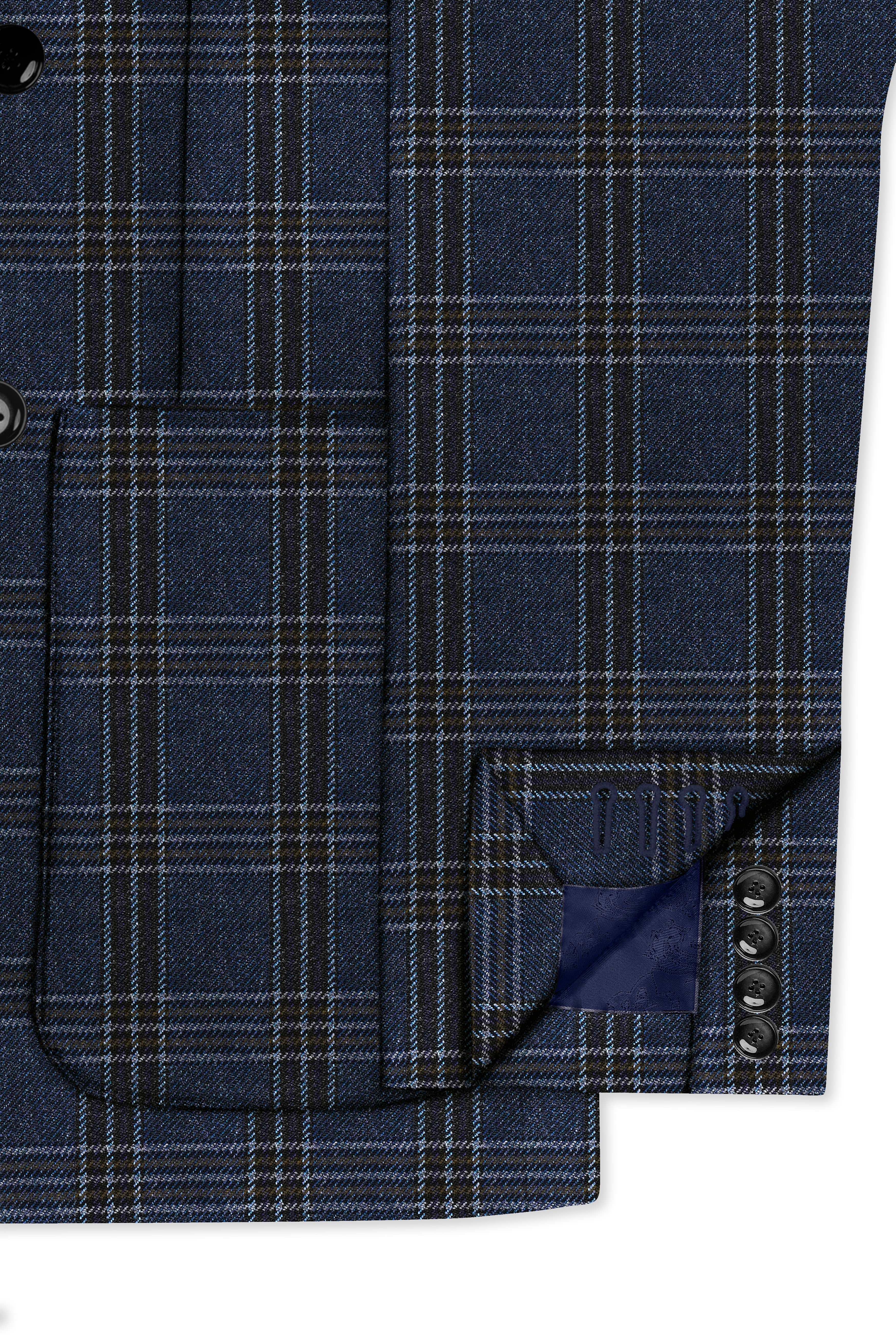 Licorice Blue Plaid heavyweight tweed Wool Rich Double Breasted Suit