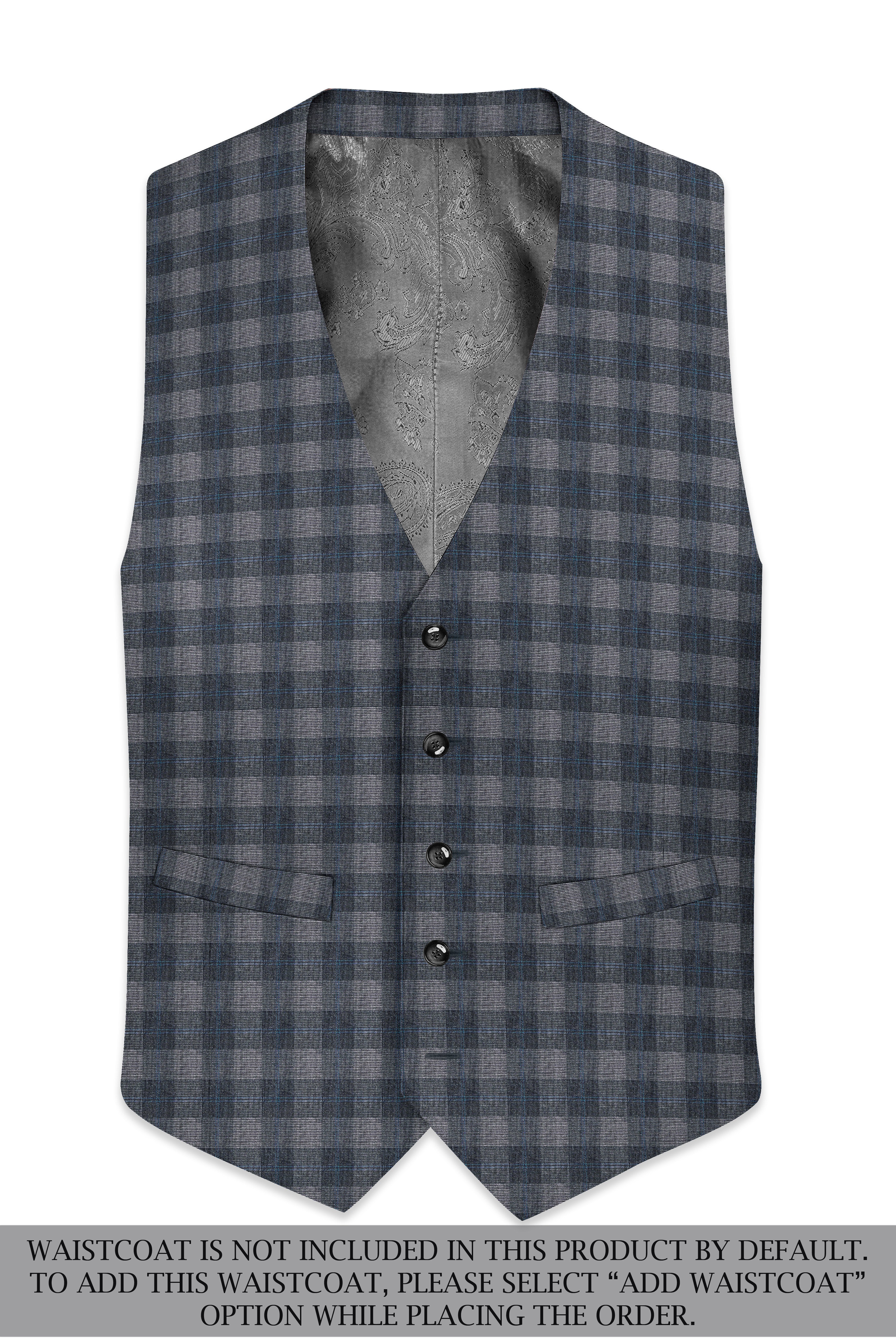 Nobel and Chicago Grey Plaid Wool Rich Tuxedo Suit