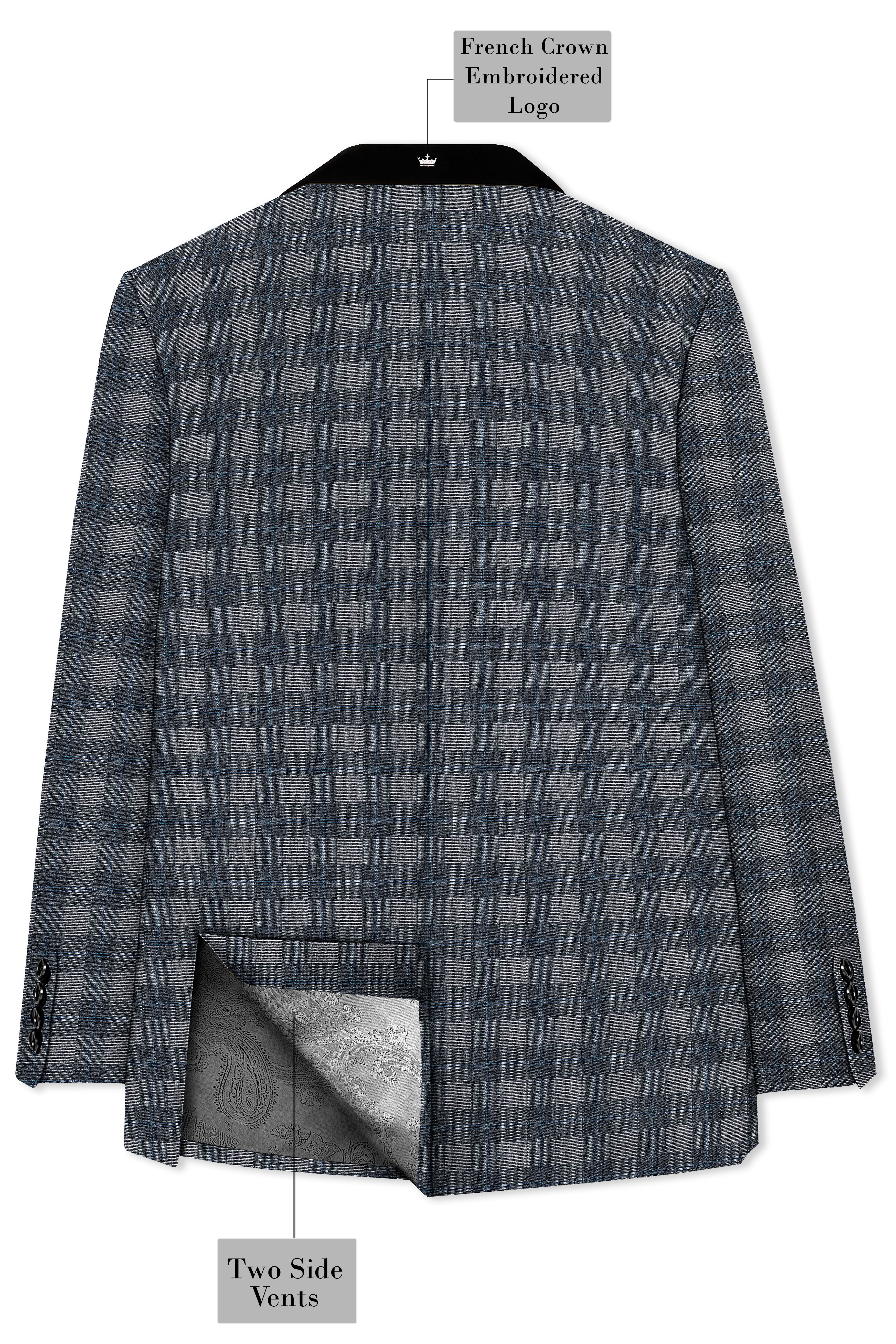 Nobel and Chicago Grey Plaid Wool Rich Tuxedo Suit
